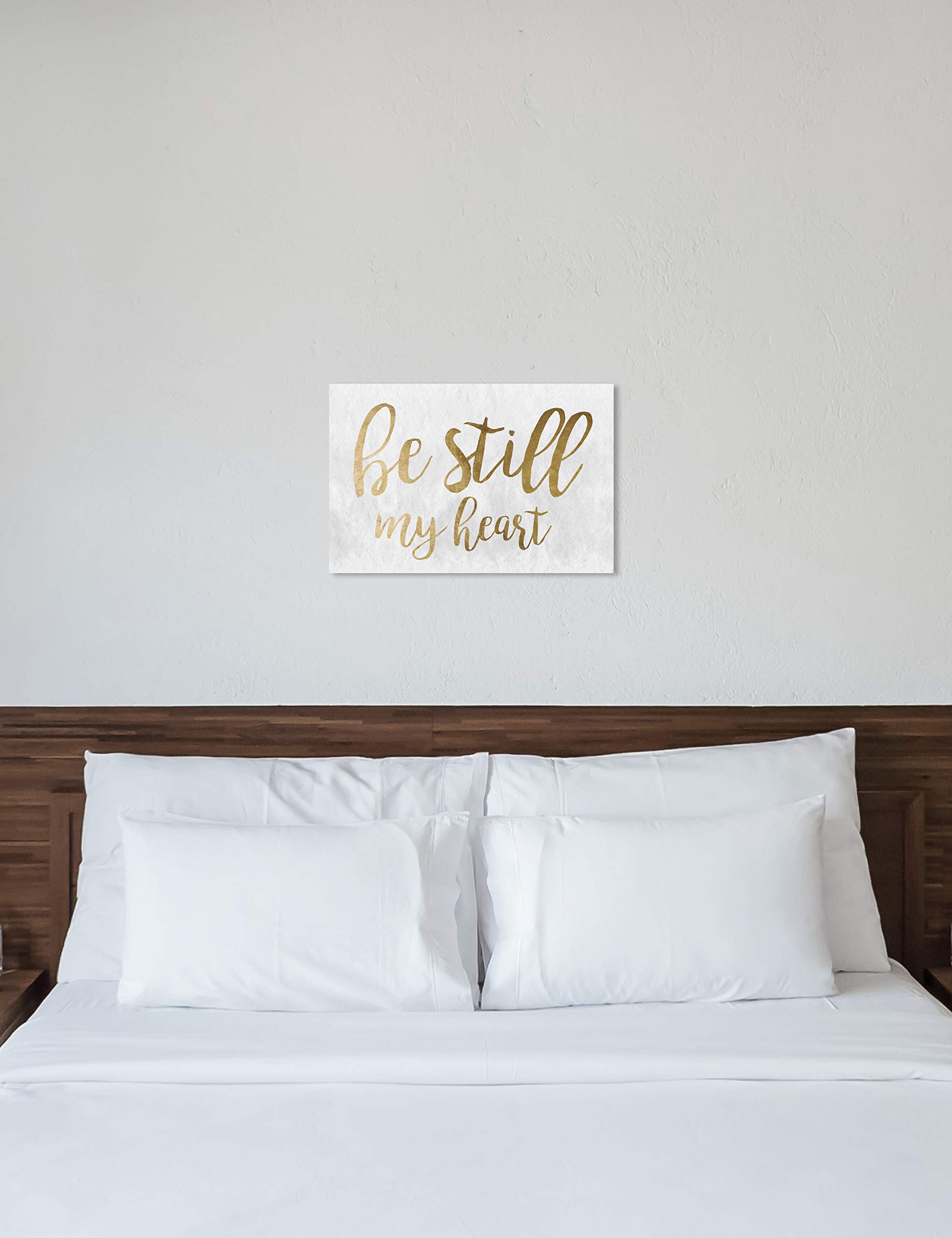 Oliver Gal Artist Co. 'Be Still My Heart Gold' Typography Quote Wall Art Canvas Print - Elegant Home Decor for Living Room, Bedroom & Office