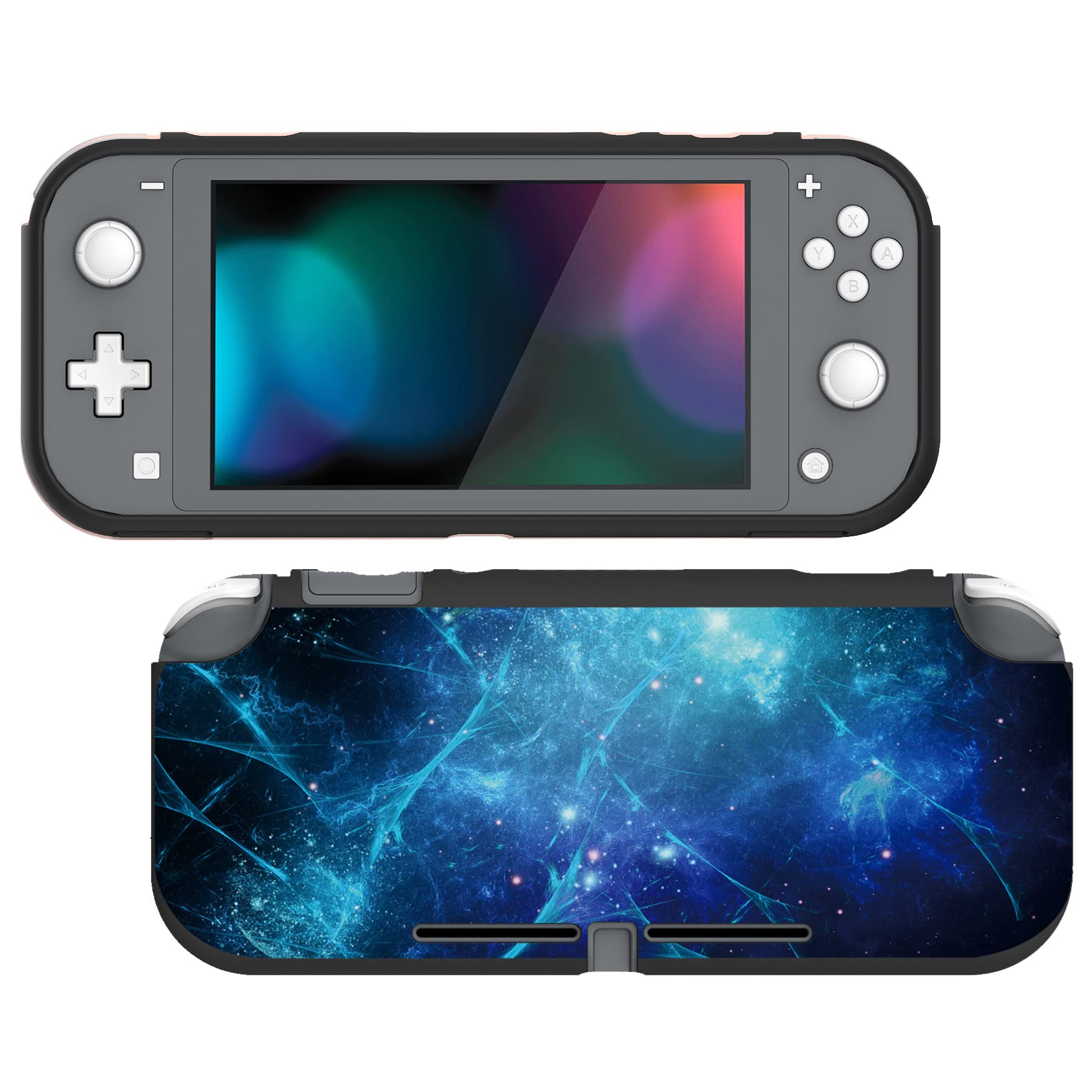PlayVital Blue Nebula Custom Protective Case for Nintendo Switch Lite - Soft TPU Slim Shockproof Cover with Anti-Slip Grip | Perfect for Gaming, Travel & Everyday Use