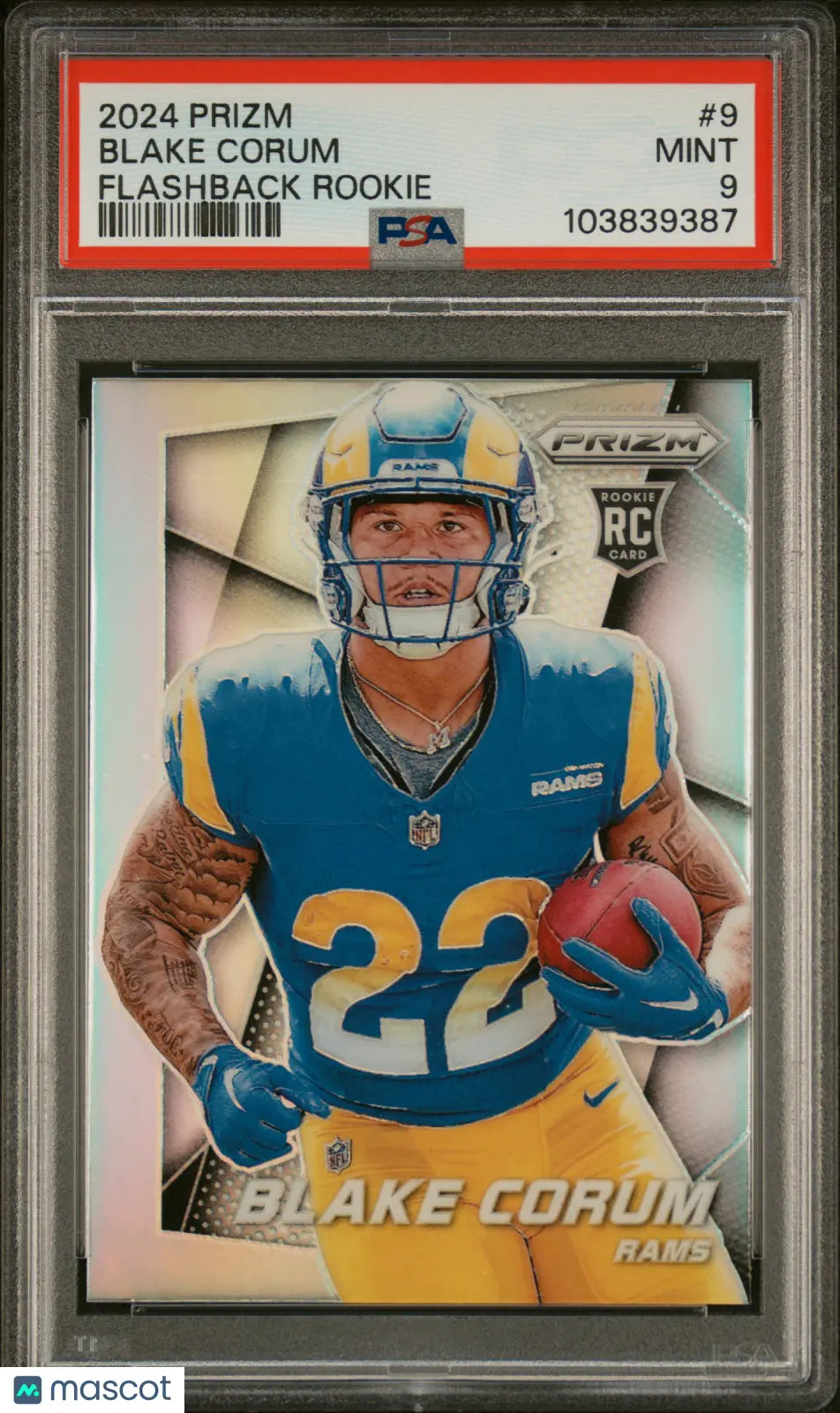 2024 Panini Prizm Prizm Flashback Rookie Blake Corum PSA 9 Graded Football Card - Collectible Sports Memorabilia for Fans & Investors