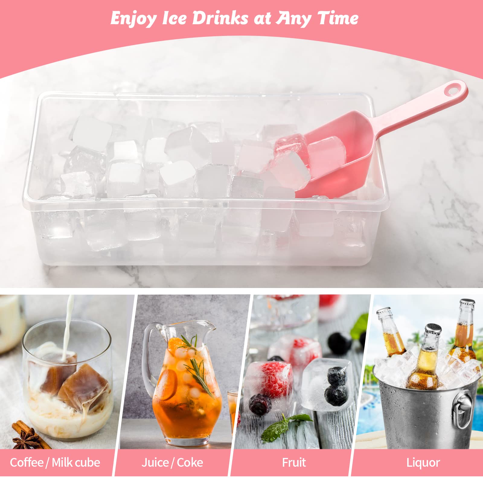 Premium Food-Grade Silicone Ice Cube Tray Set with Lid & Storage Bin - 2 Pack Small Nugget Ice Molds (72 Cubes) + Ice Bucket & Scoop - BPA-Free, Flexible & Easy Release for Cocktails, Smoothies & Beverages - Perfect for Home Bars, Parties & Kitchen Use