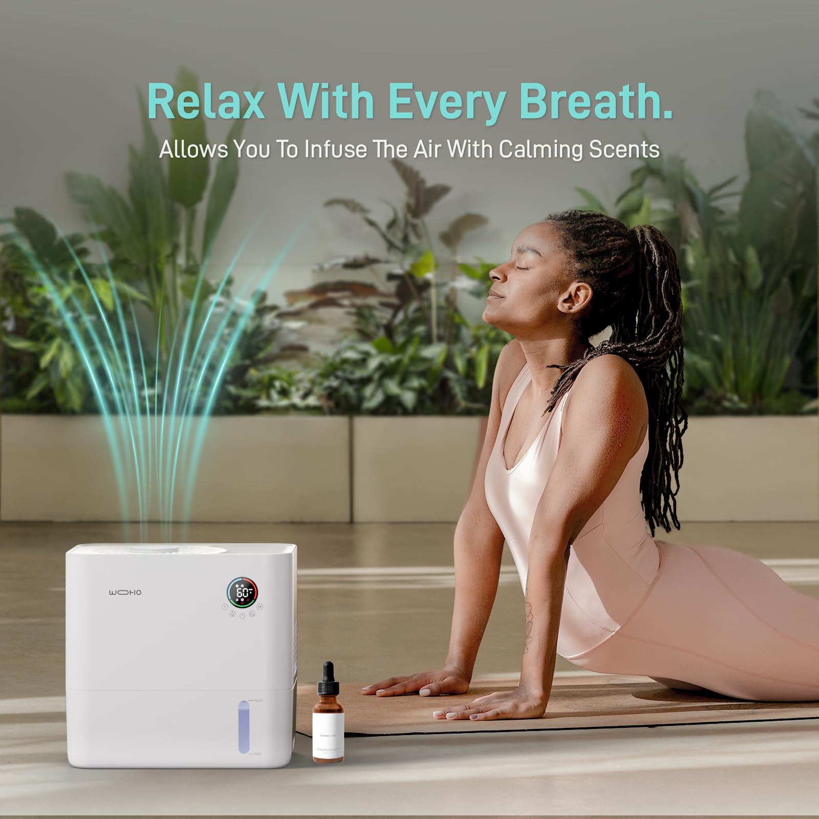 5L Quiet Top-Fill Evaporative Humidifier - No Mist, No White Dust, 5 Speed & 14H Timer with Aroma Diffuser - Perfect for Baby Nursery, Bedroom, Home & Office - Relieves Dry Air for Better Sleep & Comfort