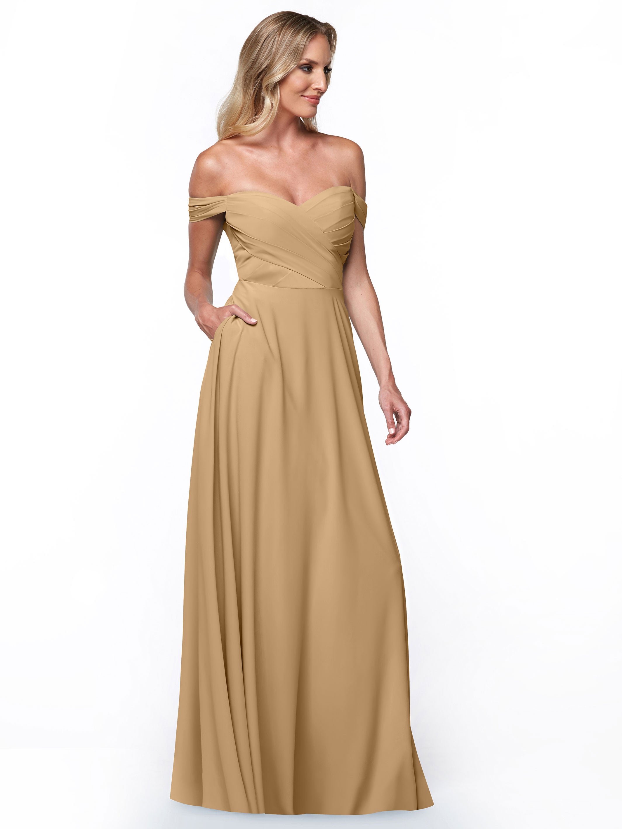 Elegant 83018 Stretch Chiffon Bridesmaid Dress with Pleated Sweetheart Neckline - Perfect for Weddings, Formal Events & Special Occasions