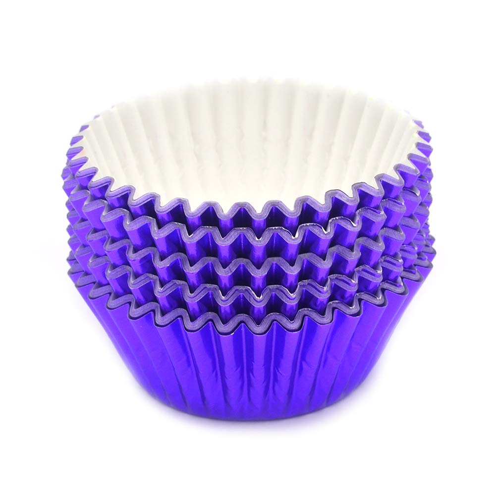 Premium Purple Foil Cupcake Liners - 100 Count Disposable Baking Cups for Muffins, Cupcakes & Party Decorations | Perfect for Birthday, Wedding & Holiday Baking Supplies