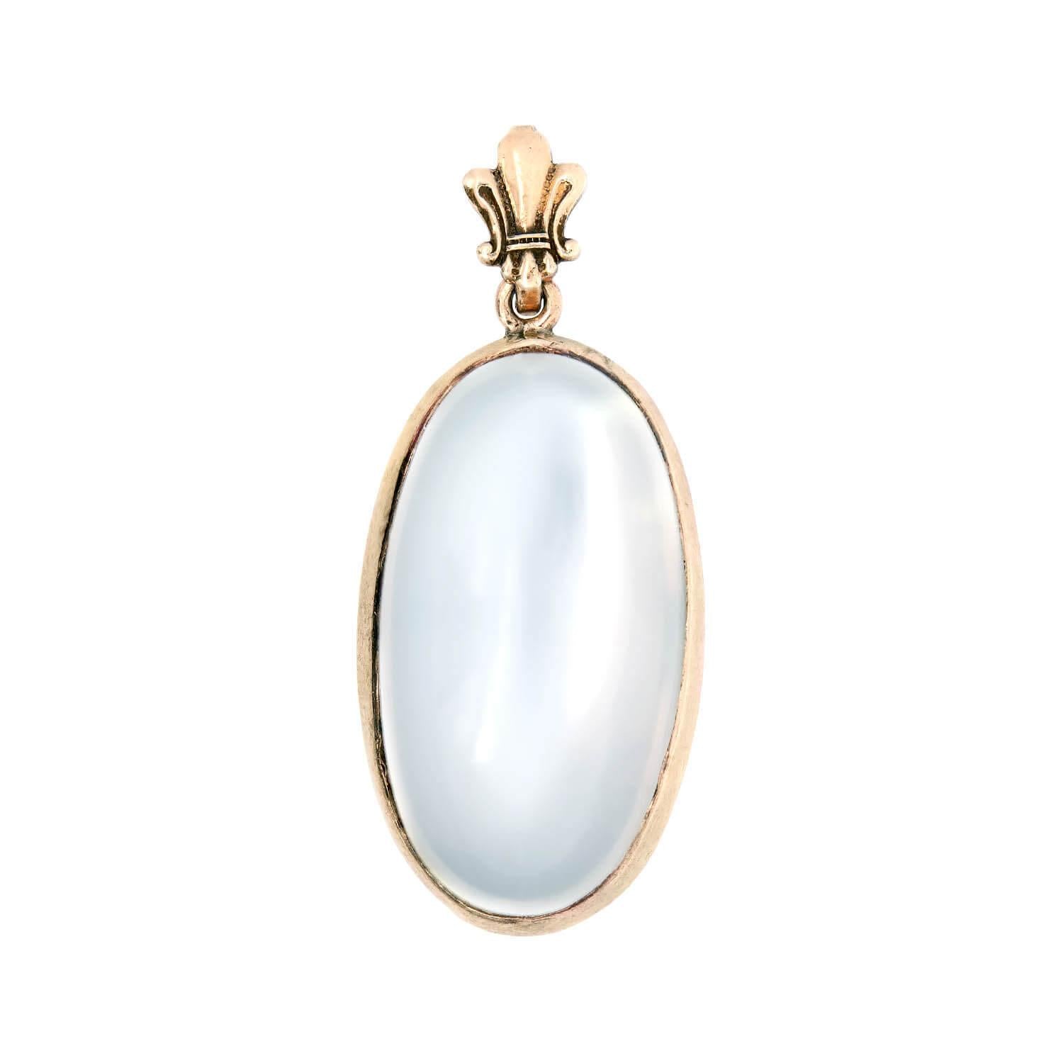 12K Gold Moonstone Pendant Necklace - Victorian Style Antique Jewelry for Women - Perfect for Weddings, Evening Parties & Vintage Fashion