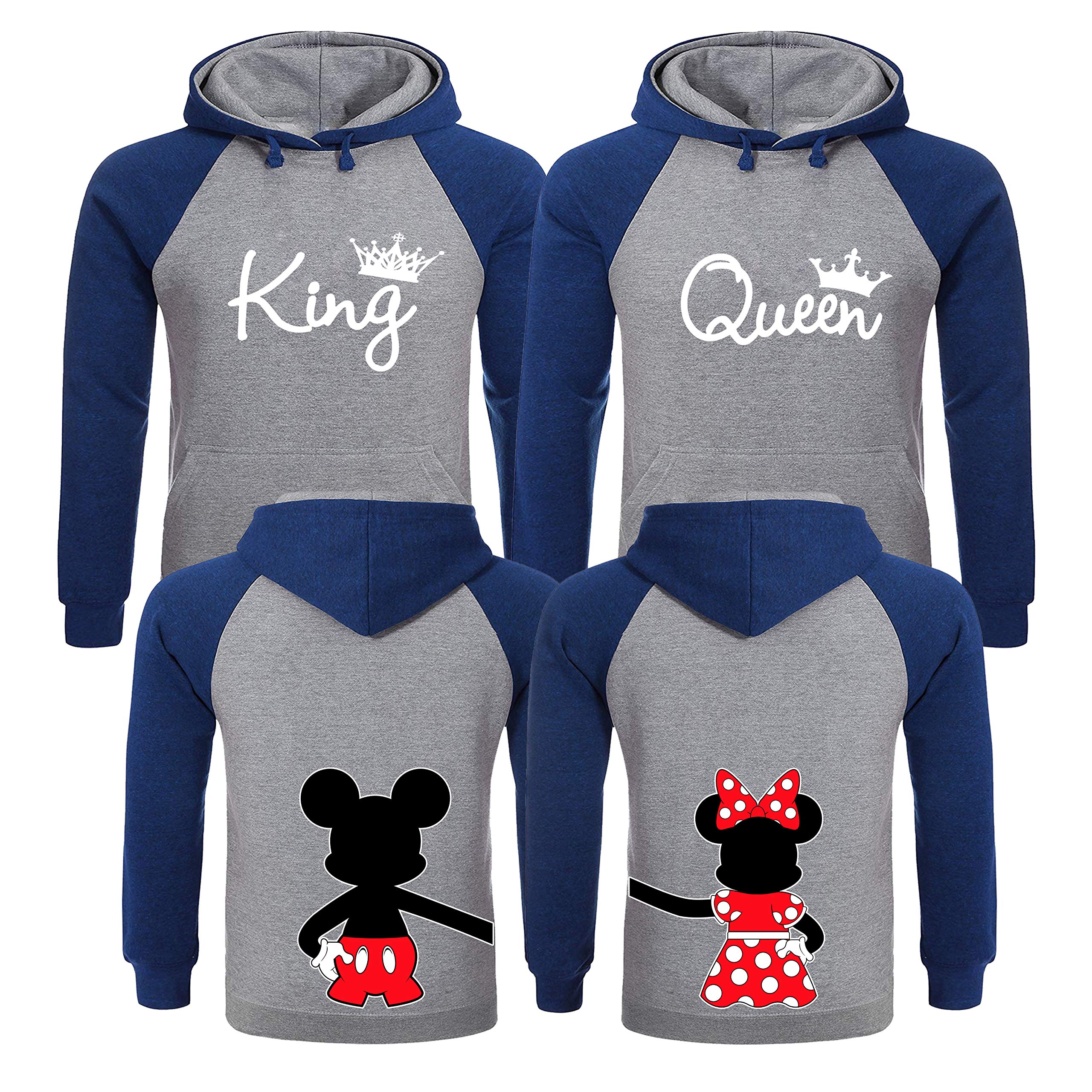 King and Queen Matching Hoodies for Couples - Christmas Couples Sweaters - Warm Fleece Pullover for Him & Her - Perfect for Holidays, Date Nights & Gifts