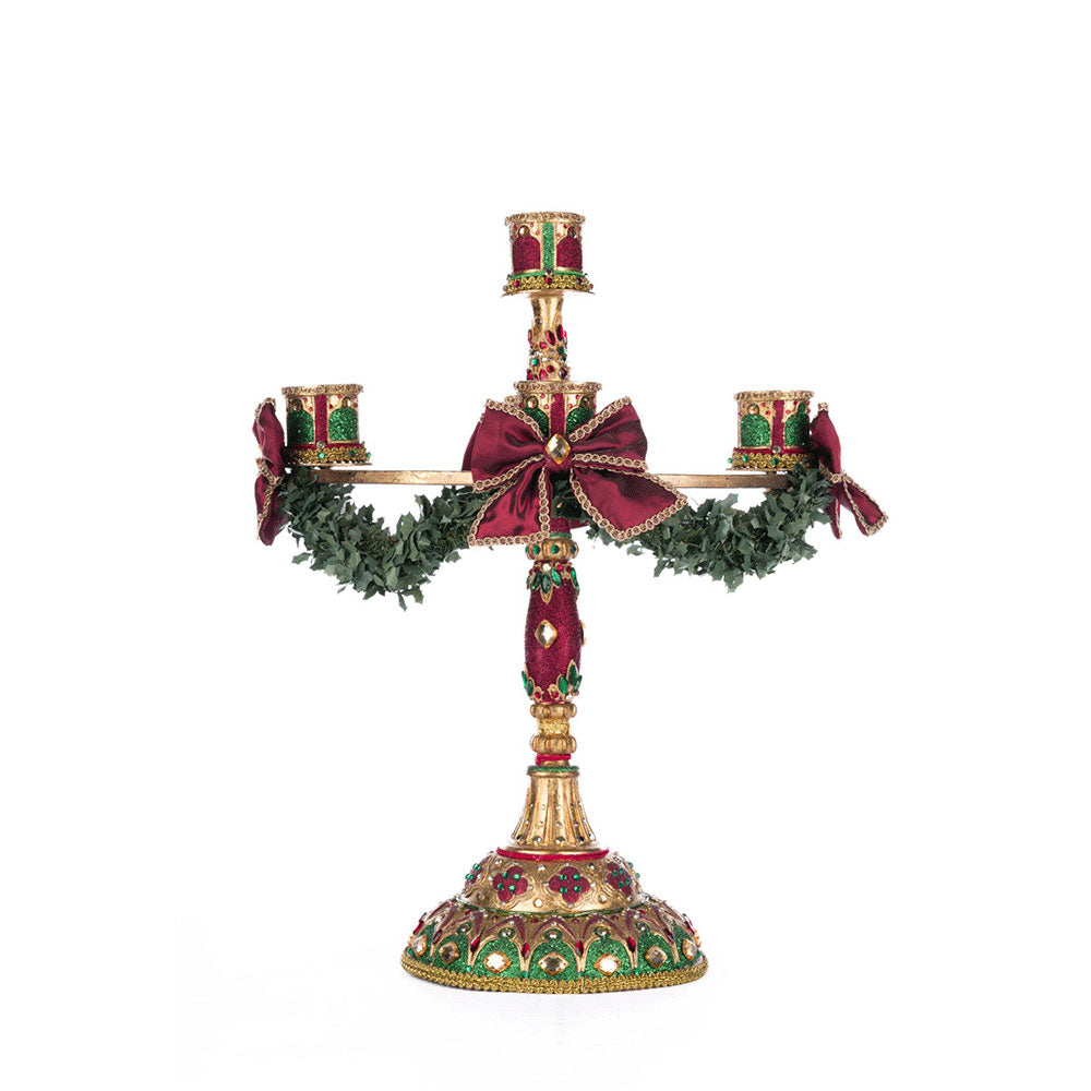 Elegant Christmas Castle Candelabra - Vintage Holiday Candle Holder for Table Decor | Perfect for Christmas Dinner, Mantel Decorations & Winter Wedding Centerpieces