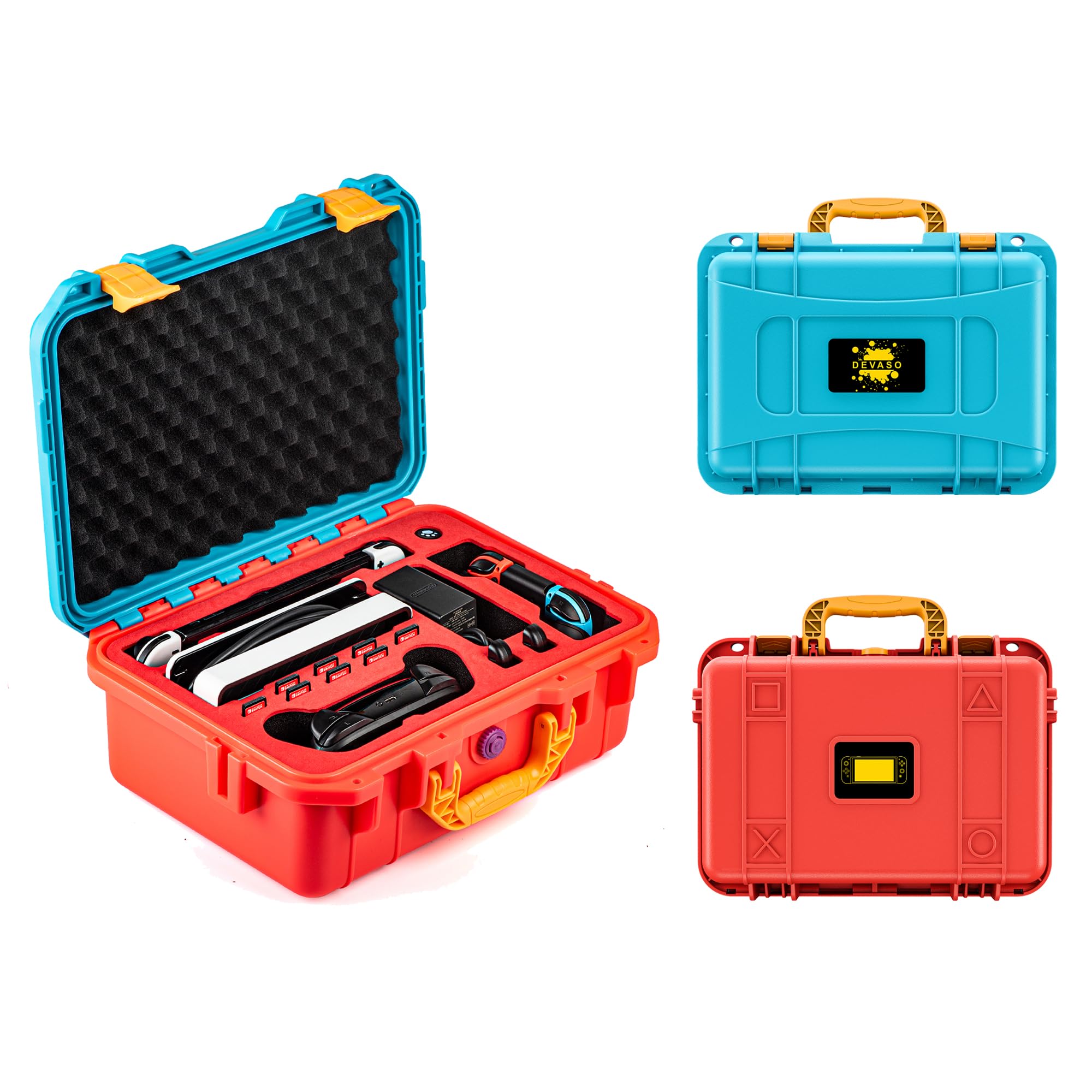 Durable Hard Shell Carrying Case for Nintendo Switch & Switch OLED Model 2021 - Protective Travel Case for Switch Console & Accessories (Orange & Blue) | Perfect for Gaming On-The-Go, Travel & Storage