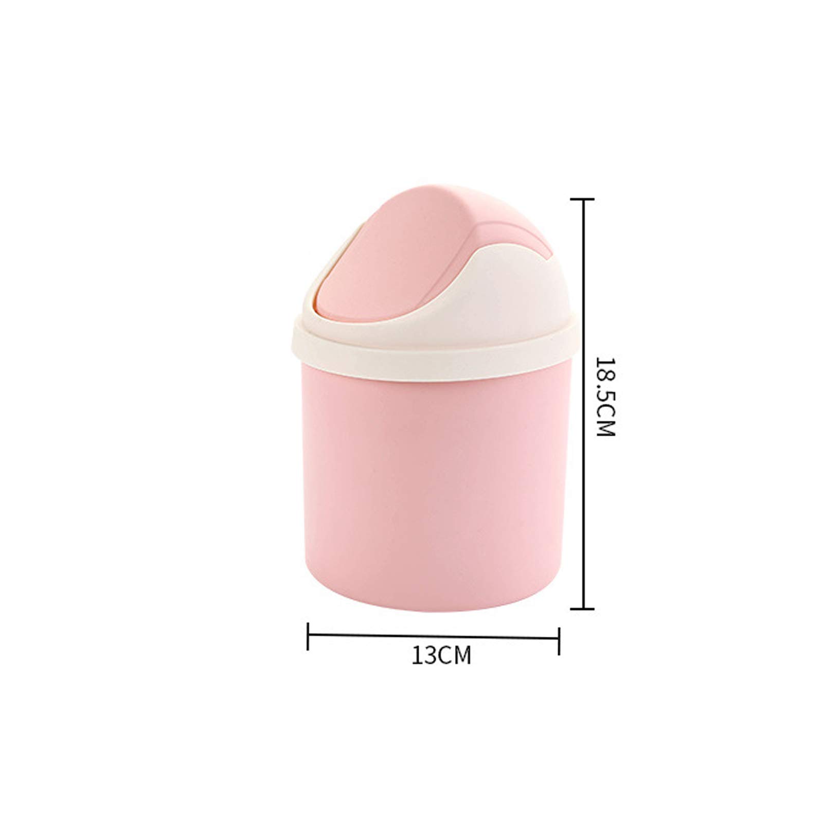 Mini Desktop Trash Can with Swing Lid - Stylish Lace Polka Dot Small Waste Bin for Office, Bathroom, Bedroom | Round Tabletop Garbage Can for Home & Kids Room (Blue) | Perfect for Desks, Nightstands & Vanities