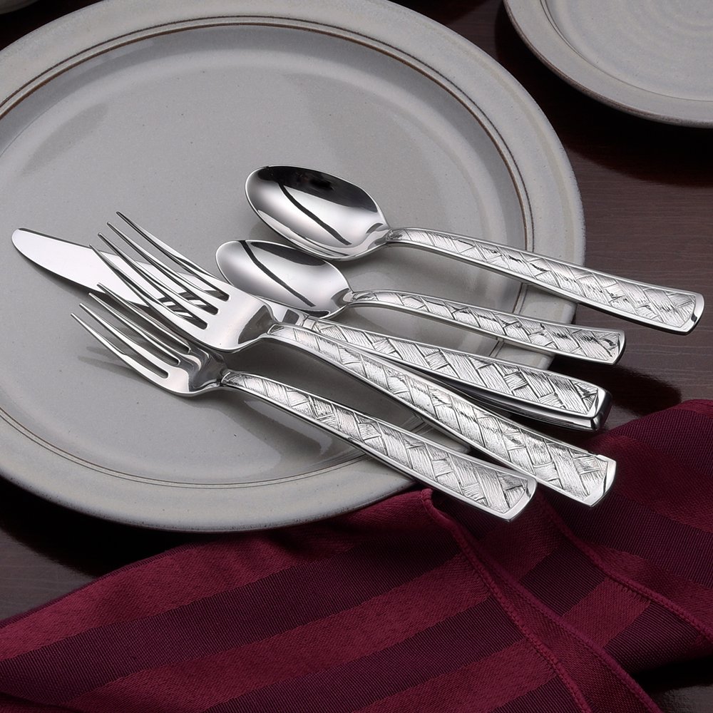 Liberty Tabletop Weave 45-Piece Flatware Set for 8 - Premium Stainless Steel Cutlery Set Made in USA - Perfect for Dinner Parties, Weddings & Everyday Dining