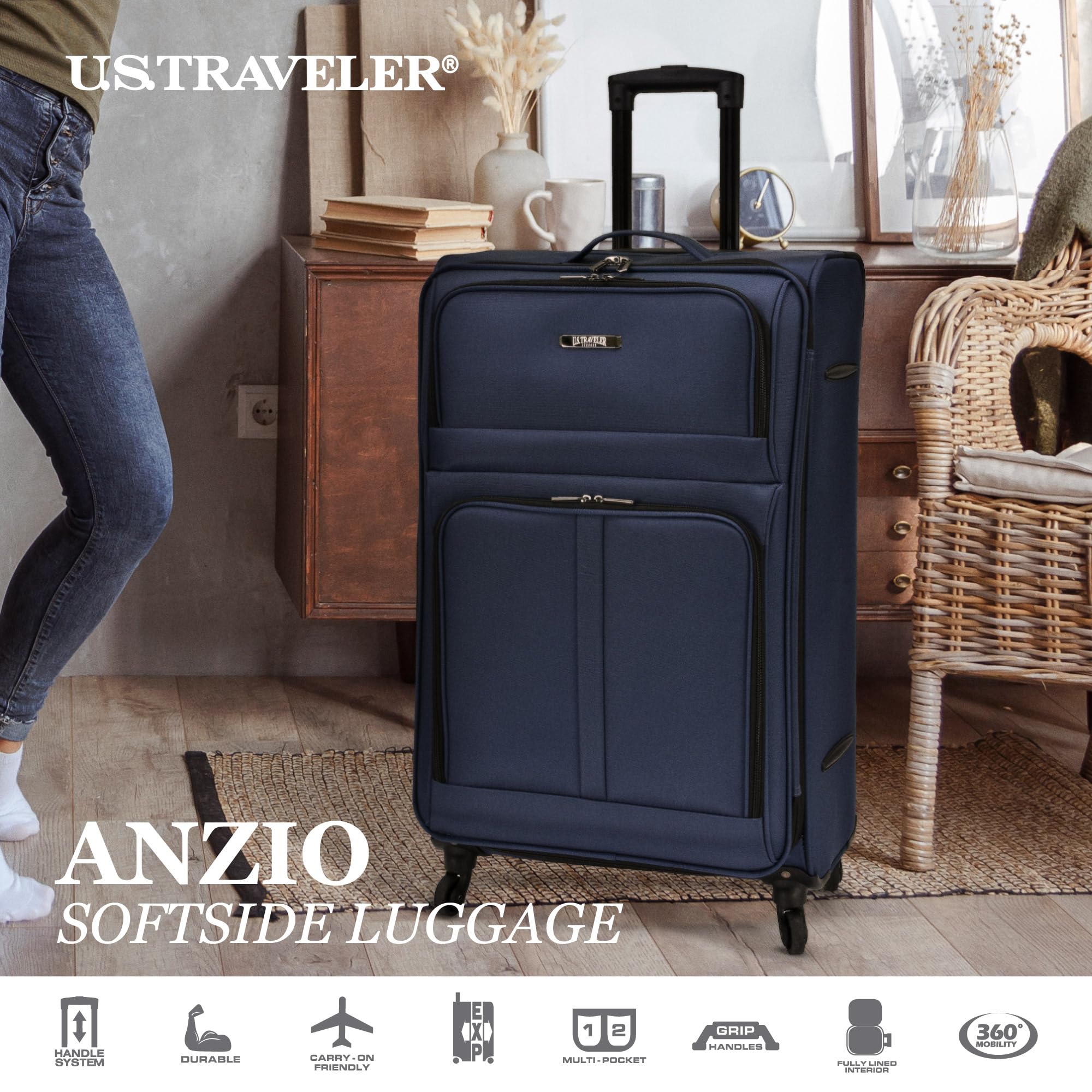 Anzio Softside Expandable Spinner Luggage 26-Inch Checked-Medium Burgundy - Lightweight Durable Suitcase for US Travelers | Perfect for Business Trips & Family Vacations