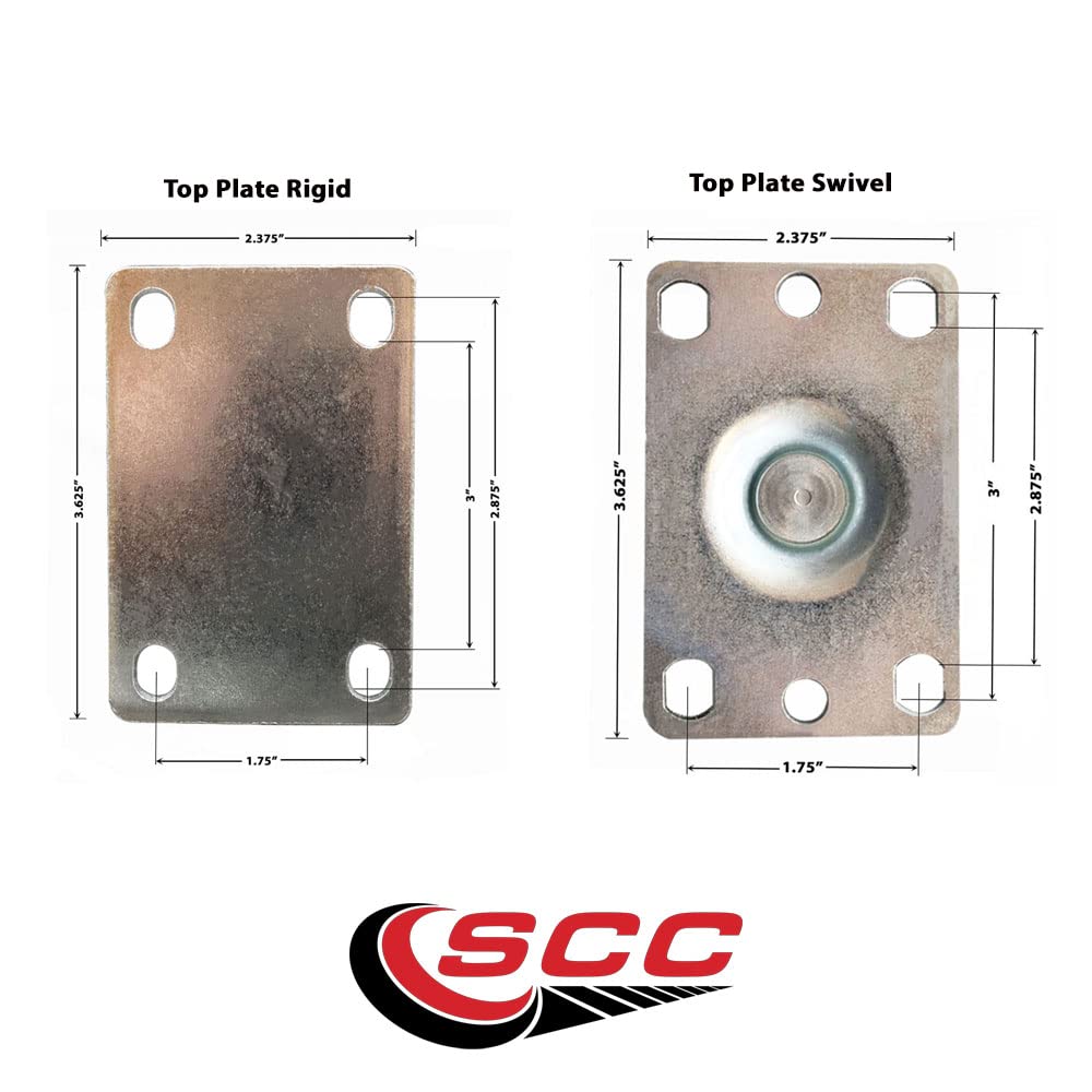 Heavy Duty Swivel & Rigid Plate Caster Set - 4