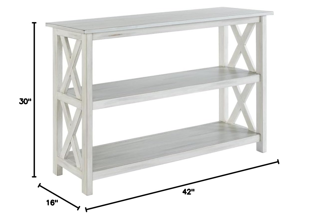 Boraam Jamestown Entryway Table Antique White - Rustic Farmhouse Console Table for Hallway, Foyer & Living Room Decor