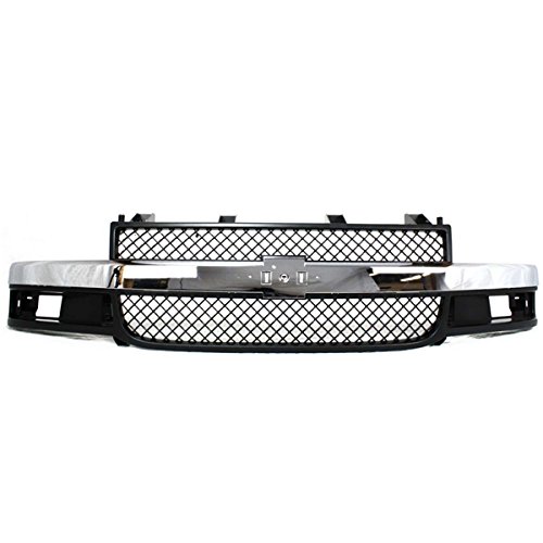 03-21 Chevy Express Van Front Bumper Grille Assembly - Gray with Chrome Trim | Replacement for Damaged Grilles | Perfect for Off-Road & Custom Builds