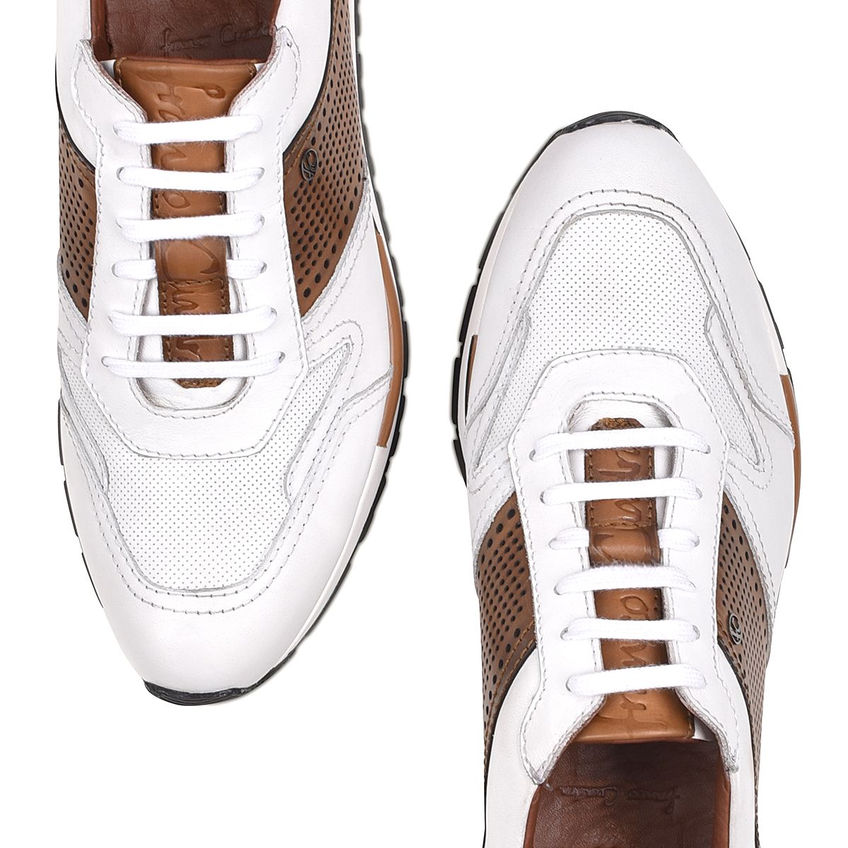 Men's Casual Fashion Leather Sneakers - White & Brown Cuadra Style | Comfortable & Stylish for Everyday Wear, Work & Outdoor Activities