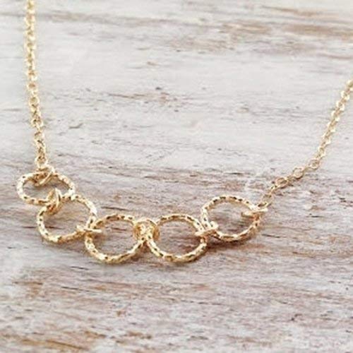 Gold Filled Circle Necklace with 5 Interlocking Charm Chains - Perfect for Everyday Wear, Gifts & Special Occasions