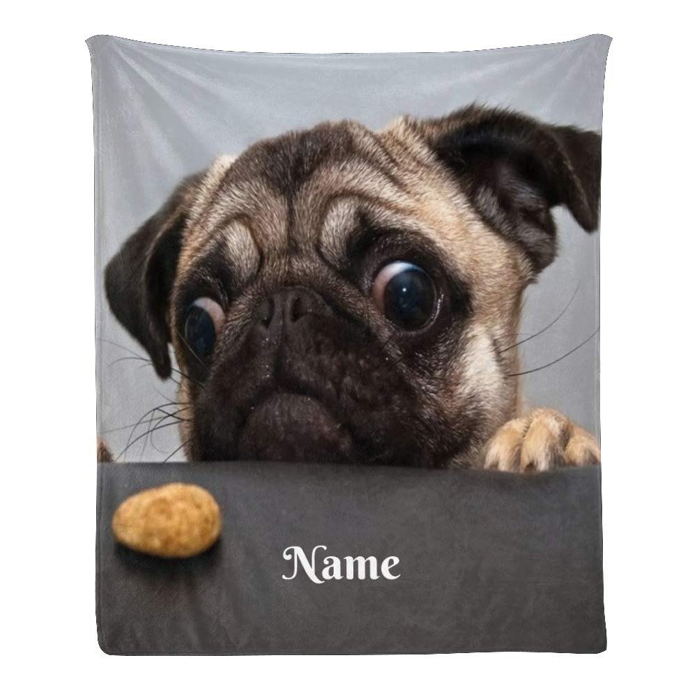 Custom Personalized Fleece Blanket with Name - Funny Dog Design Soft Throw Blanket 50x60 inches - Perfect Gift for Pet Lovers, Cozy Home Decor & Winter Warmth