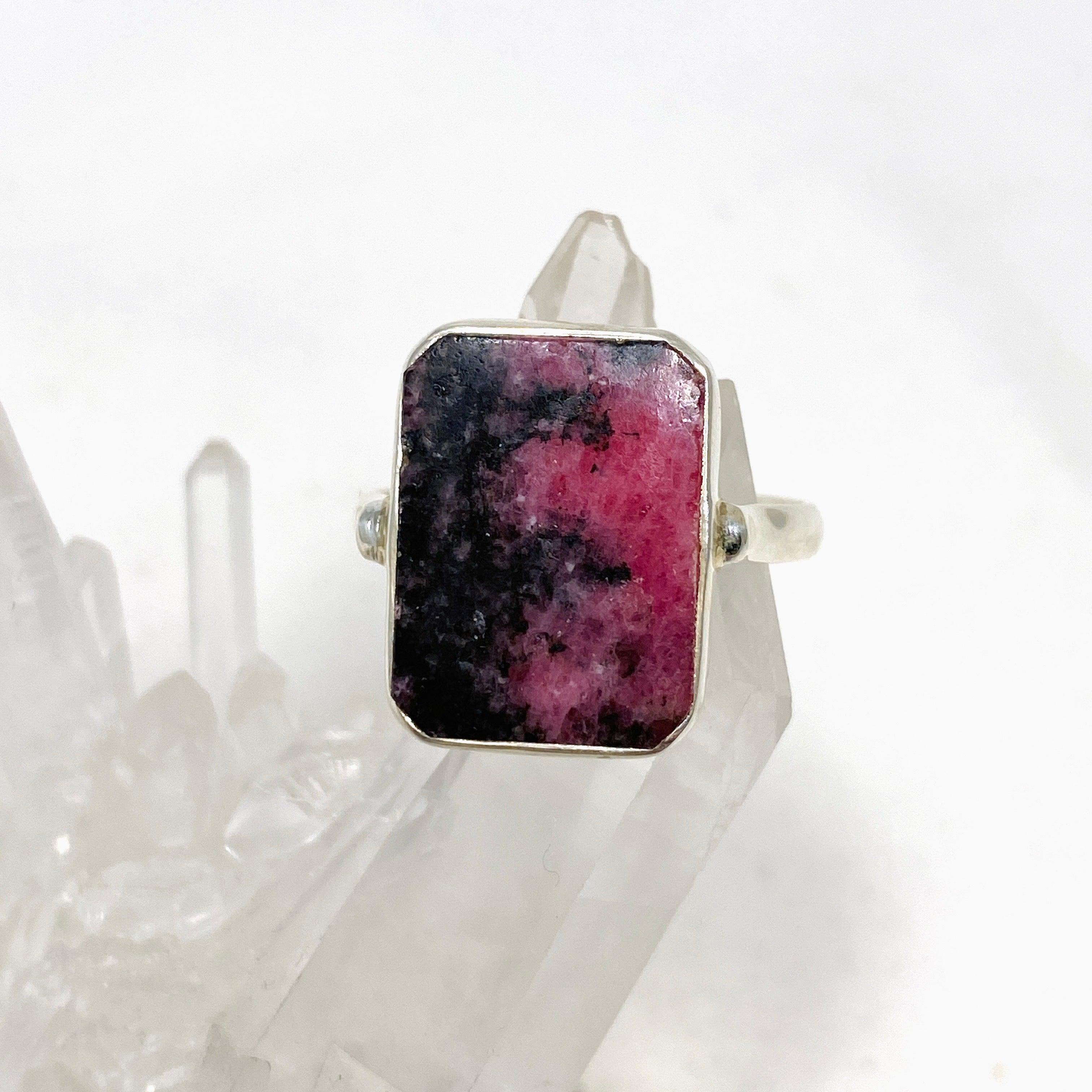 Rhodonite Rectangle Ring Size 11 KRGJ3213 | Healing Crystal Jewelry for Women | Perfect for Meditation, Energy Balancing & Spiritual Gifts