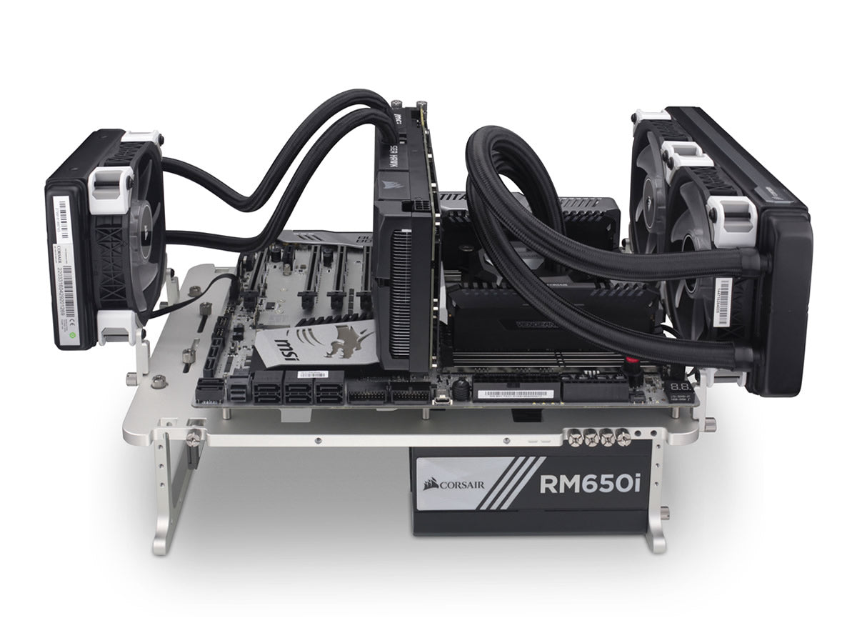 Streacom BC1 V2 Aluminum Benchtable - Black/Silver/Titanium | Compact PC Building Workstation for DIY Computer Assembly & Repair