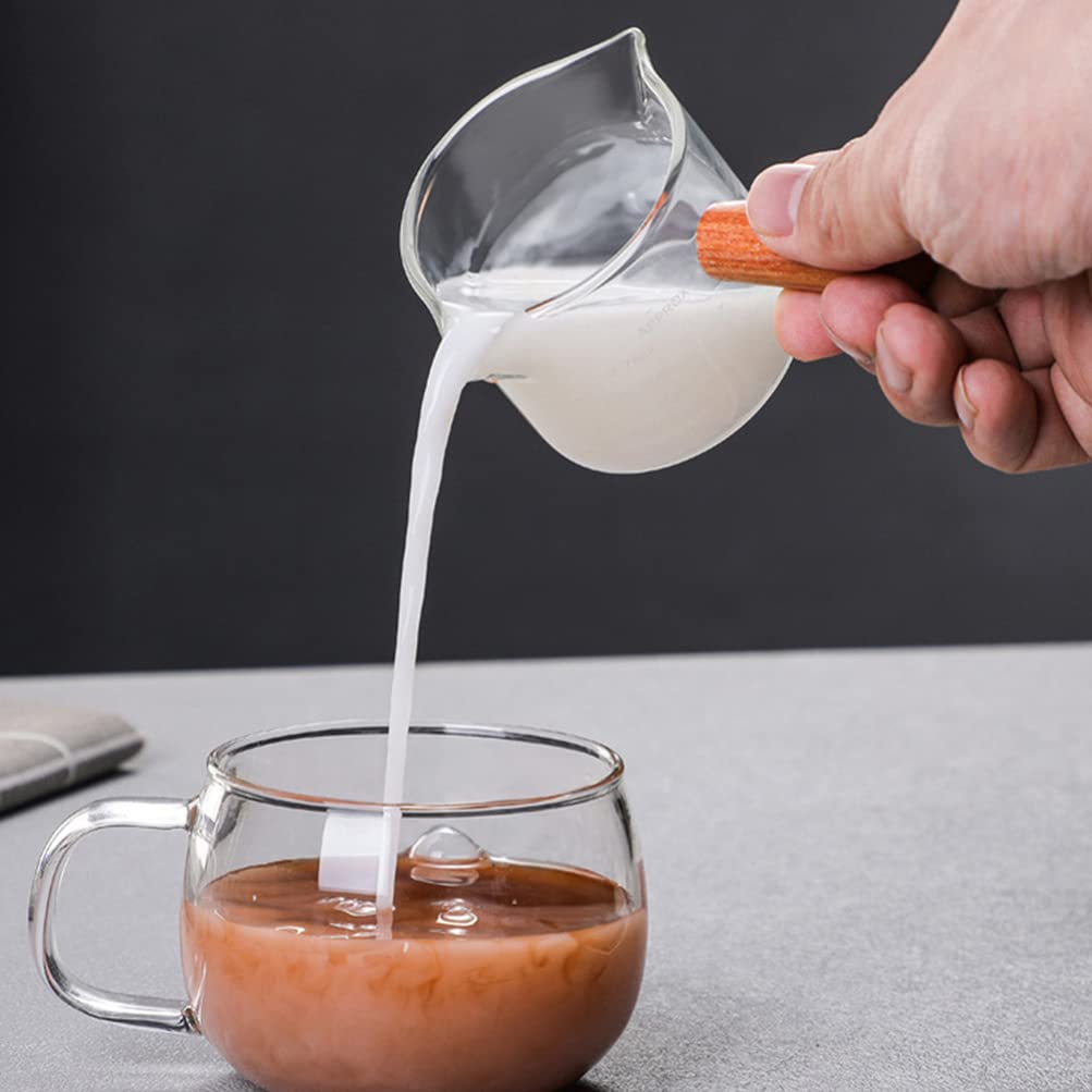 2-Piece Glass Measuring Cup Set - Double Pitcher Milk Cup for Espresso, Coffee & Latte Making - Heat-Resistant Espresso Pouring Cup & Shot Glass - Perfect for Baristas, Home Brewing & Coffee Shops