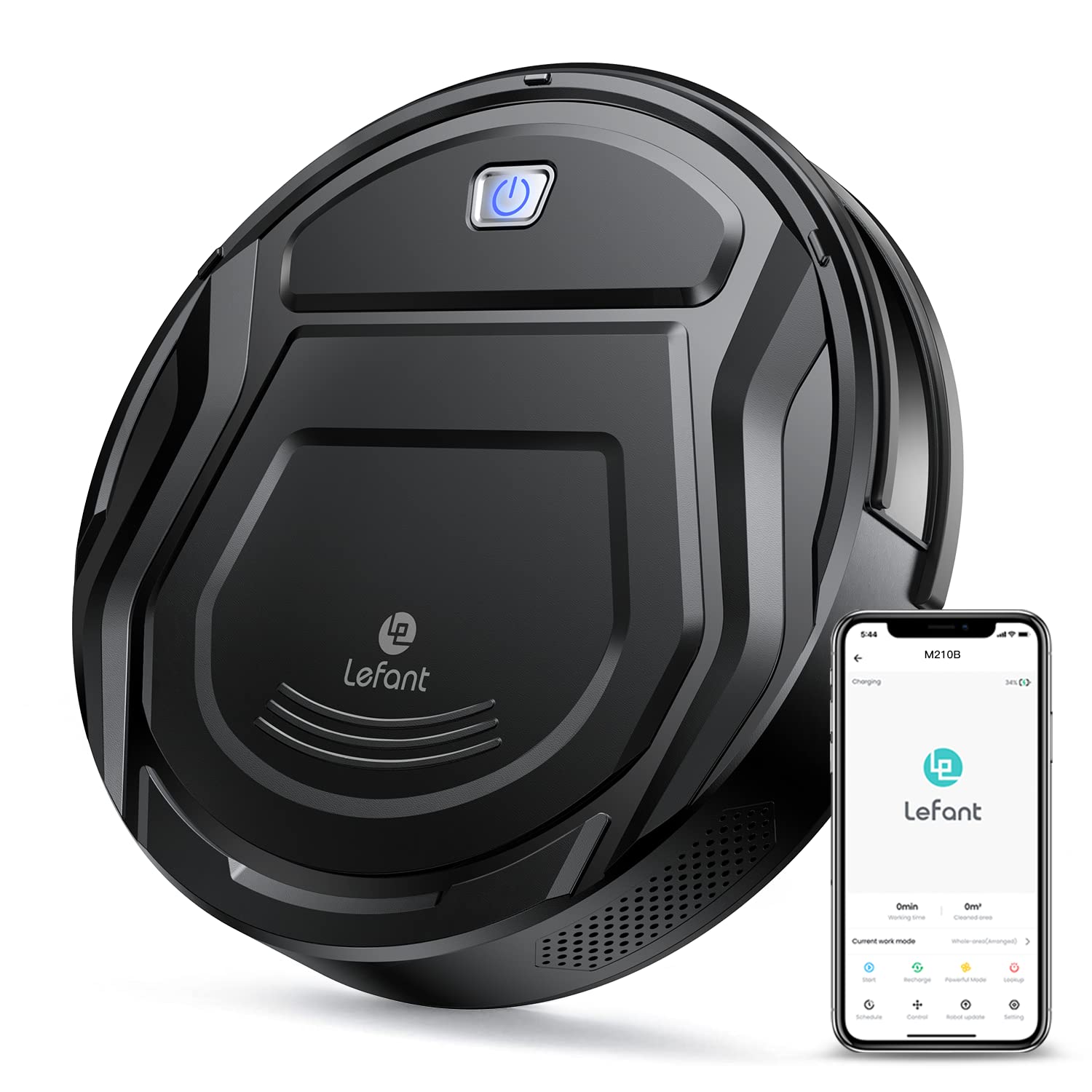 Lefant M210B 2-in-1 Robot Vacuum and Mop with WiFi/Alexa App Control, 2000Pa Strong Suction, Self-Charging, Tangle-Free, Slim Design for Hard Floors, Pet Hair & Carpets - Perfect for Smart Homes & Pet Owners