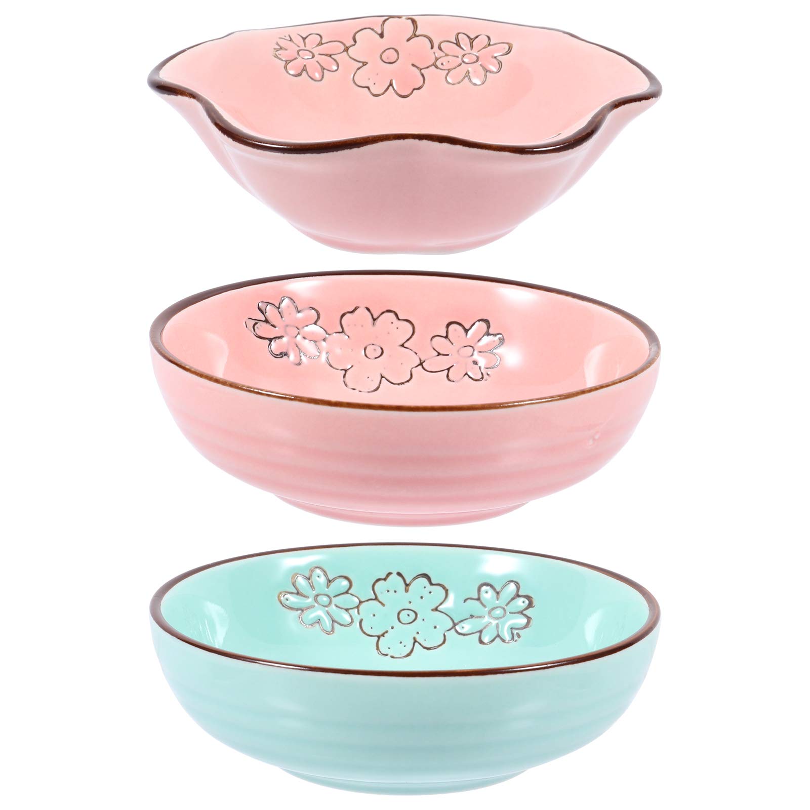 UPKOCH 3-Piece Ceramic Seasoning Saucers Set - Small Condiment Dishes for Spices, Sauces & Dips - Perfect for Dining Table, Kitchen Counter & Party Serving