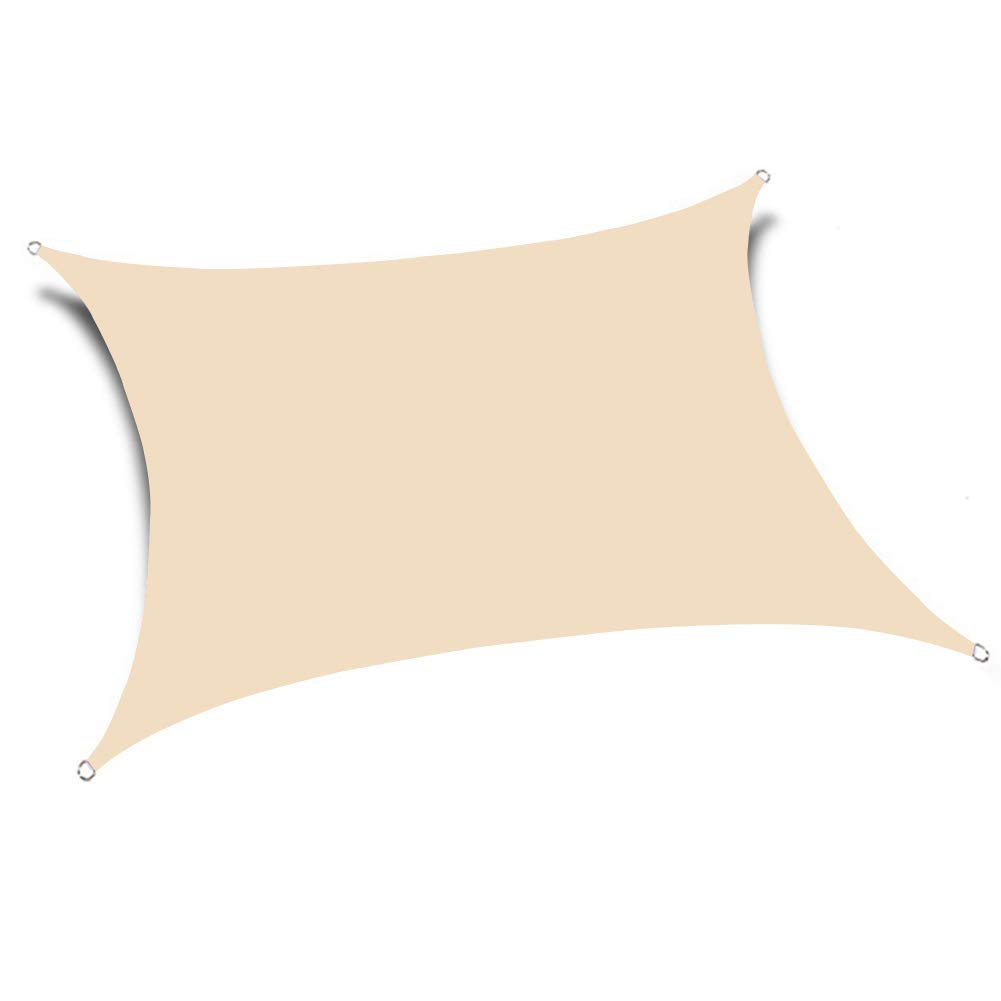 Waterproof Rectangle Sun Shade Sail 98% UV Block - 2x2M Beige Outdoor Canopy for Patio, Garden, Terrace & Camping - Perfect for Sun Protection in Backyards, Pool Areas and Beach Trips