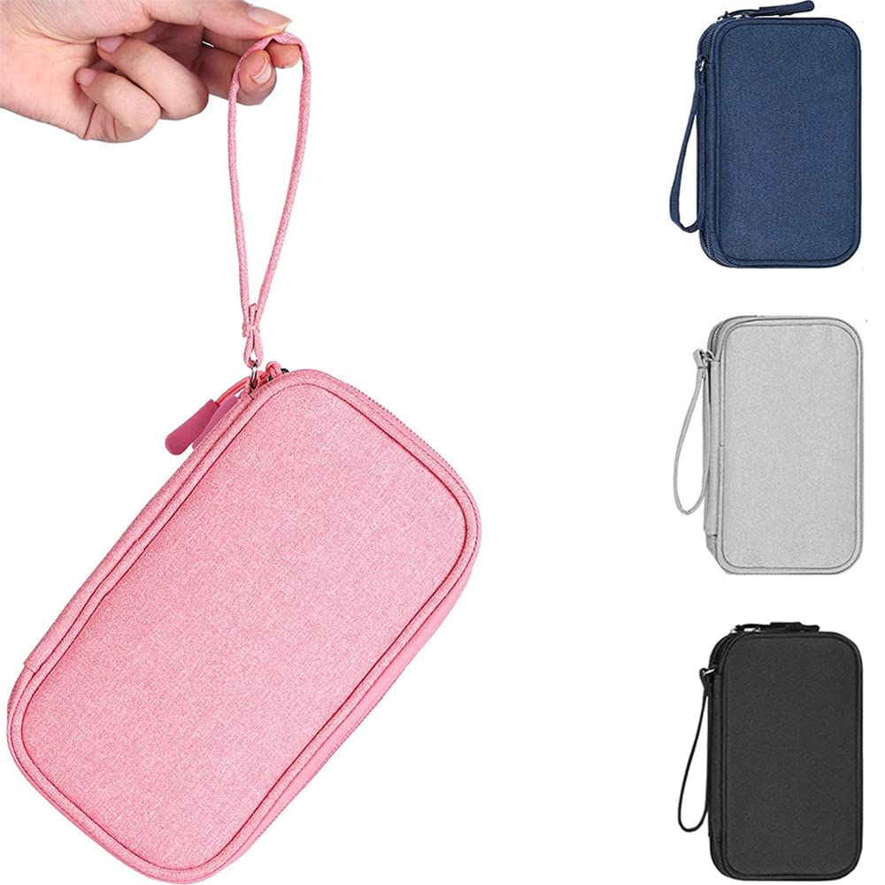 Universal Electronics Accessories Organizer Pouch - Travel Storage Bag for Chargers, Cables, Earphones & iPhone - Custom Dividers, Pink - Perfect for Travel, Office & Daily Organization