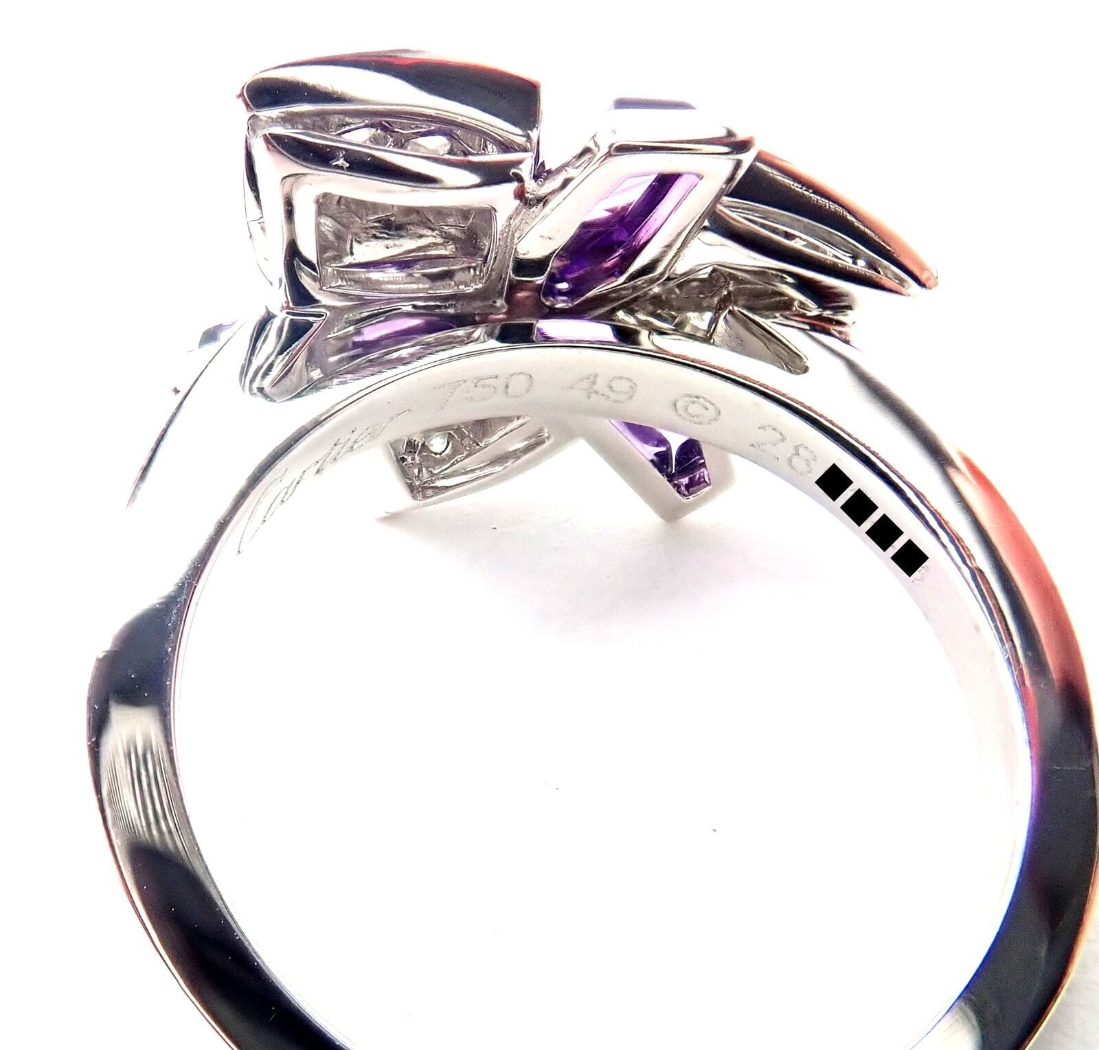 Cartier Caresse D'orchidées 18K White Gold Diamond Amethyst Orchid Flower Ring - Elegant Jewelry for Weddings, Anniversaries & Special Occasions