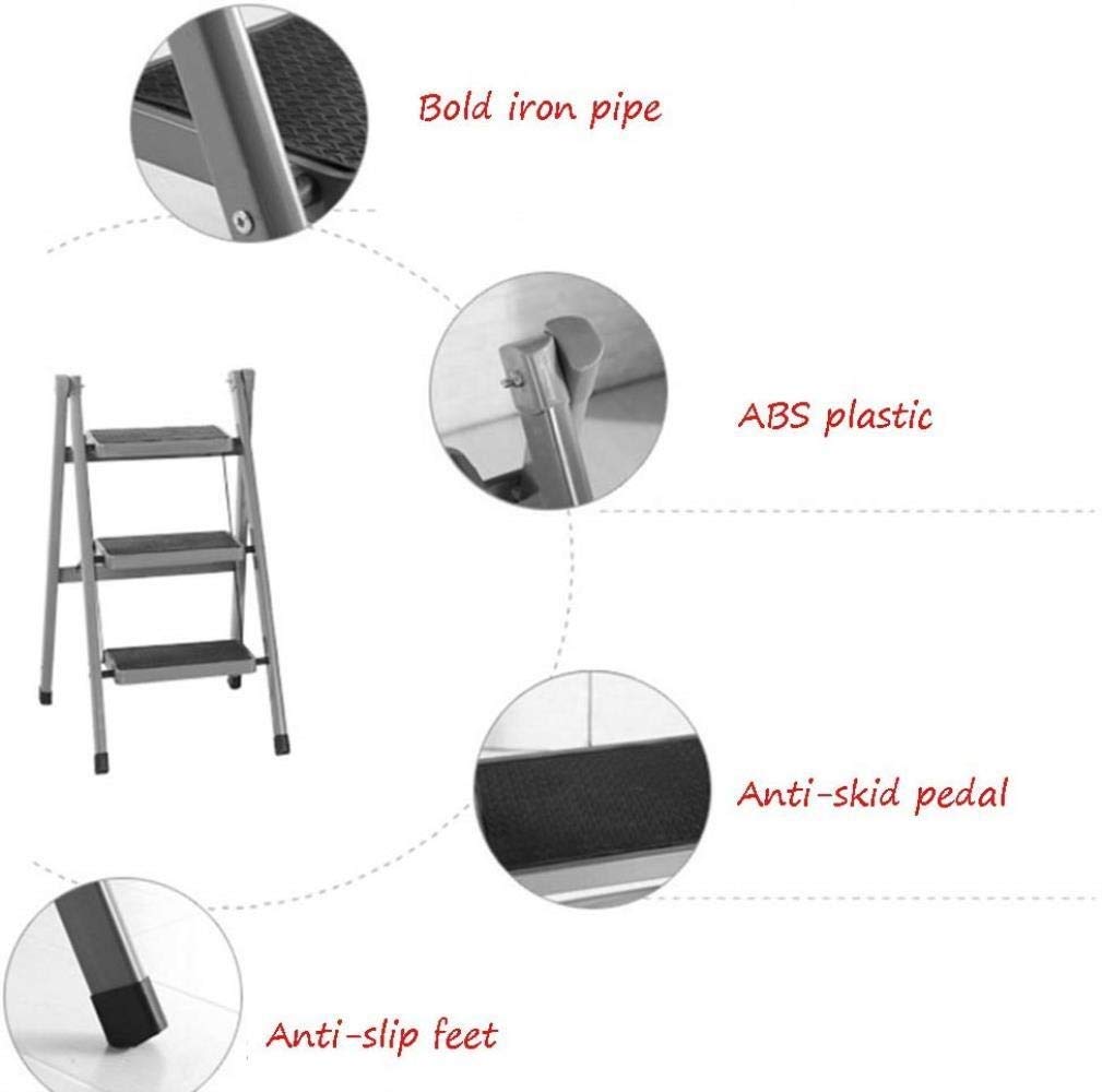 KAZUP Foldable Step Stool for Home, Heavy Duty Iron Tube Pedal Indoor Climbing Stool, Non-Slip Ladder Chair for Kitchen, Bathroom, and Kids - Perfect for Reaching High Shelves and Storage