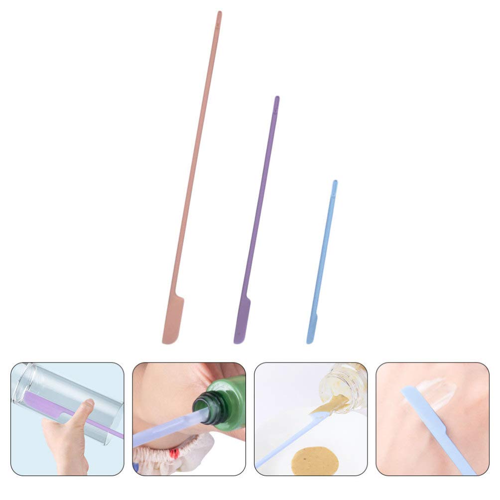 3-Piece Silicone Beauty Spatula Set - Long Handle Bottle Scraper for Lotion, Makeup & Skincare - Reusable Cosmetic Spatula for Jars, Tubes & Bottles - Perfect for Home, Salon & Travel Use