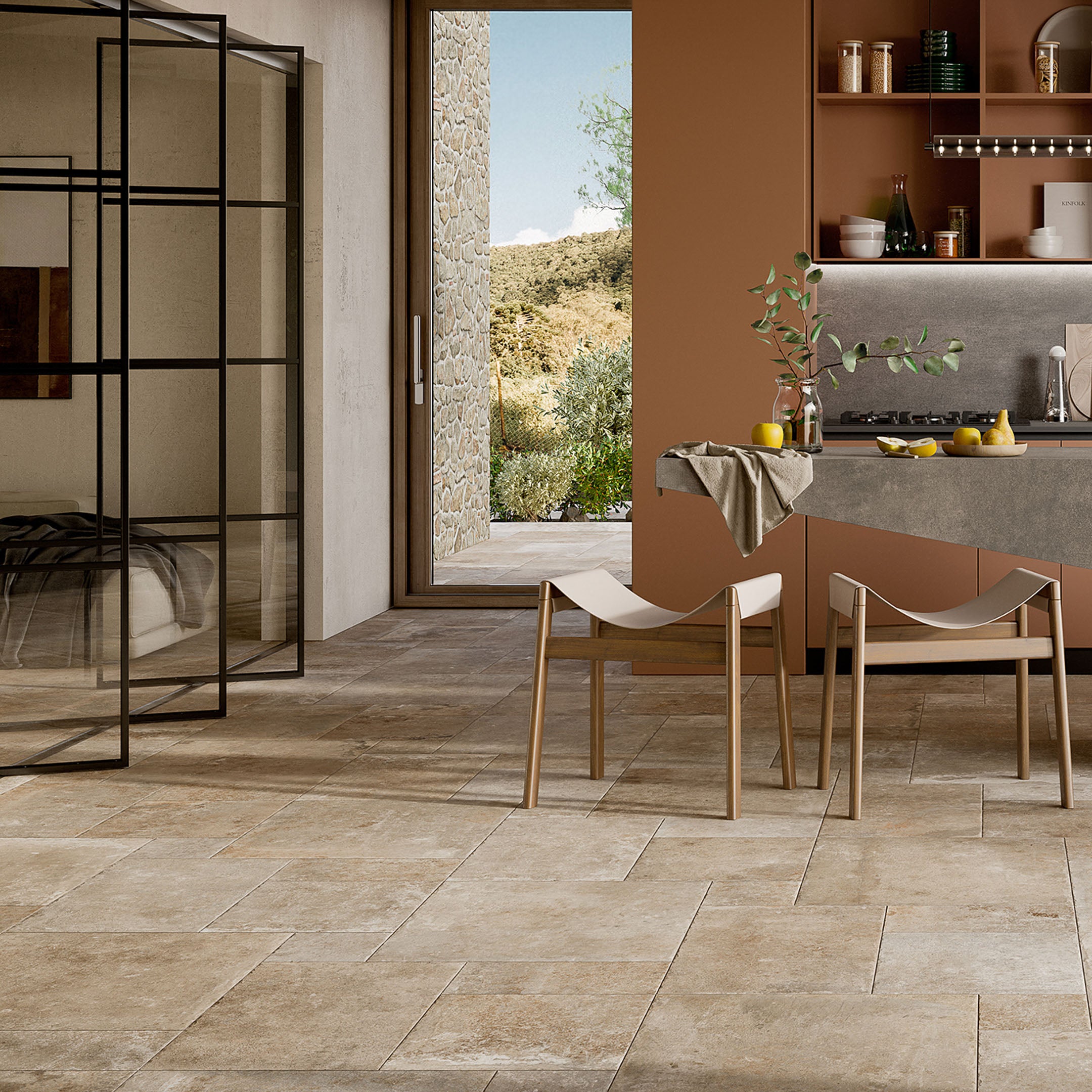 Premium Windsor Travertine Versailles Pattern French Orange County Floor Tiles - Perfect for Mediterranean Kitchens, Bathroom Backsplashes & Outdoor Patios