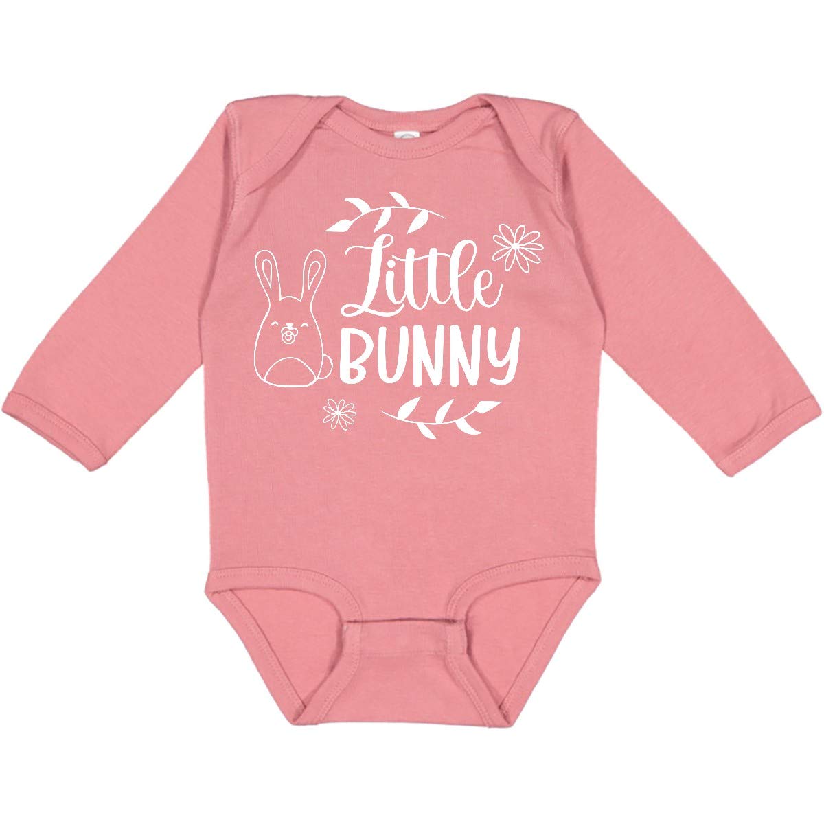 Inktastic Easter Little Bunny with Flowers Long Sleeve Baby Bodysuit - Cute Spring Outfit for Easter Photos & Family Gatherings