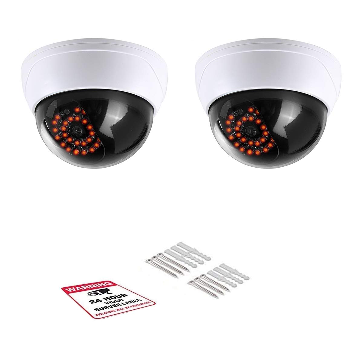 Realistic Fake Security Cameras with LED Lights - 2 Pack Dummy CCTV Surveillance System for Indoor & Outdoor Use | Home Security, Theft Deterrent, Office & Retail Protection