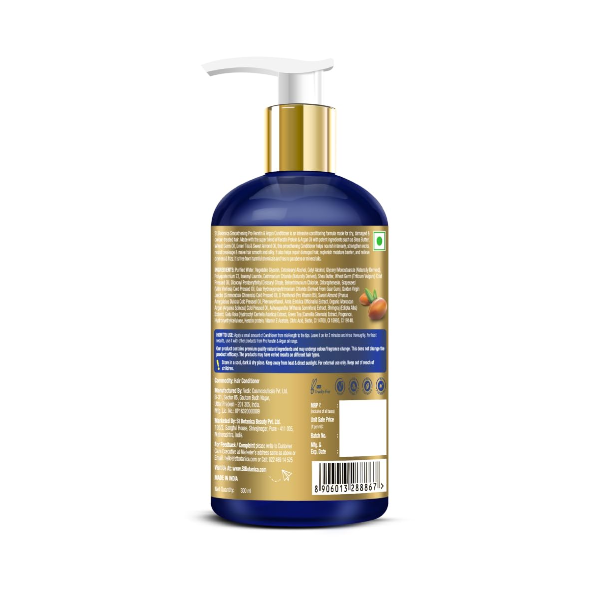 St.Botanica Pro Keratin & Argan Oil Hair Conditioner for Women - Deep Moisturizing Treatment for Dry, Damaged & Color-Treated Hair - Adds Shine & Softness - Sulfate & Paraben Free - 300ml - Perfect for Daily Hair Care & Salon-Quality Results at Home
