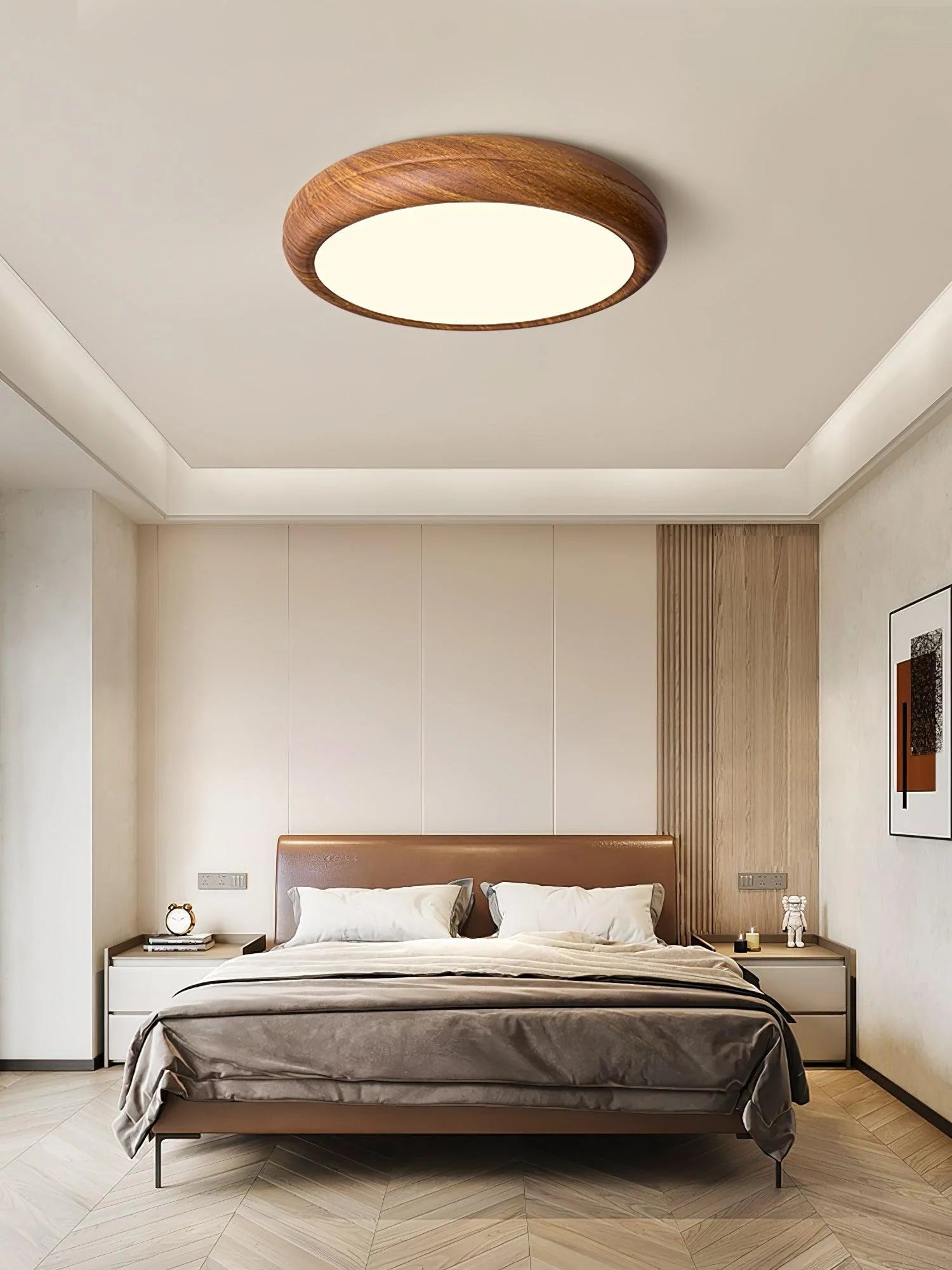 Wood Grain Round Ceiling Lamp - Modern Farmhouse Pendant Light with Natural Wood Finish - Perfect for Living Room, Bedroom, or Dining Room Lighting