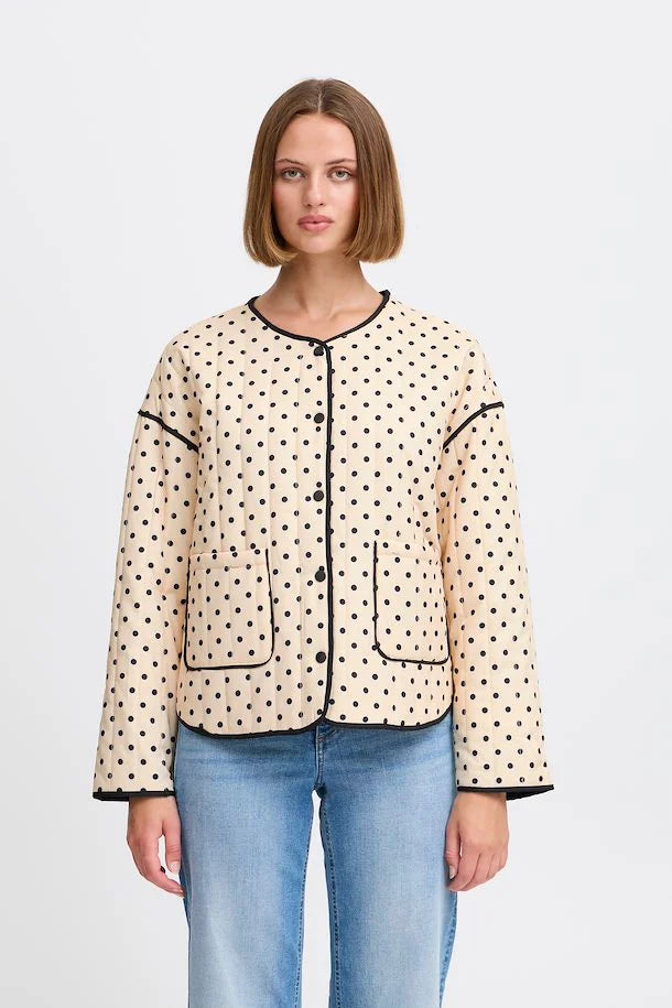 Maura Jacket - Stylish Creme & Black Dots Women's Outerwear for Fall & Winter | Perfect for Office, Dating & Casual Outfits