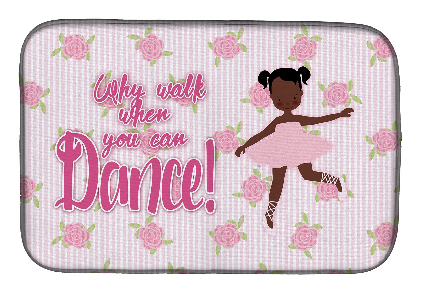 African American Ballet Pigtails Dish Drying Mat - Absorbent Kitchen Counter Mat for Dishes (14x21