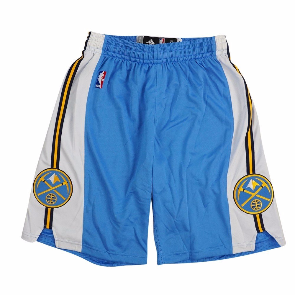 adidas Denver Nuggets NBA Light Blue Authentic On-Court Climacool Team Game Shorts for Men - Breathable Basketball Shorts for Training, Games & Casual Wear