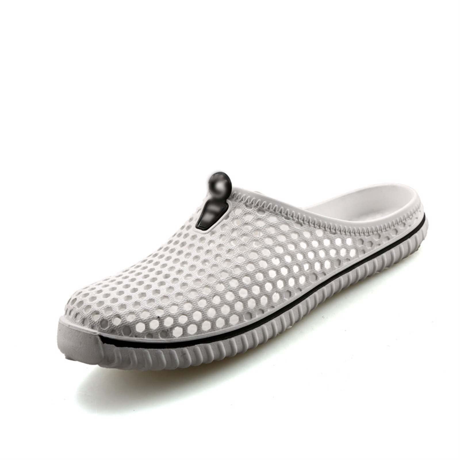 Unisex Summer Garden Clogs - Non-Slip Quick-Drying Sandals for Women & Men | Breathable Mesh Casual Slippers | White Size 42 | Perfect for Beach, Pool, Yard & Outdoor Activities