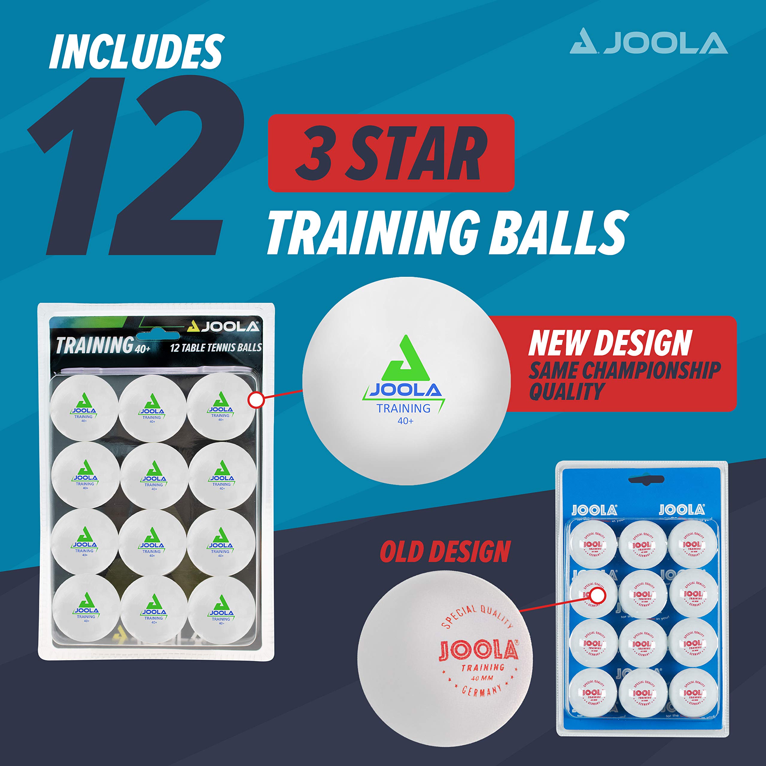 JOOLA 3-Star Premium Table Tennis Balls - 40mm ITTF Approved Competition Ping Pong Balls (12/60/120 Pack) - Perfect for Tournaments, Practice & Family Fun - Great for Pets & Outdoor Games