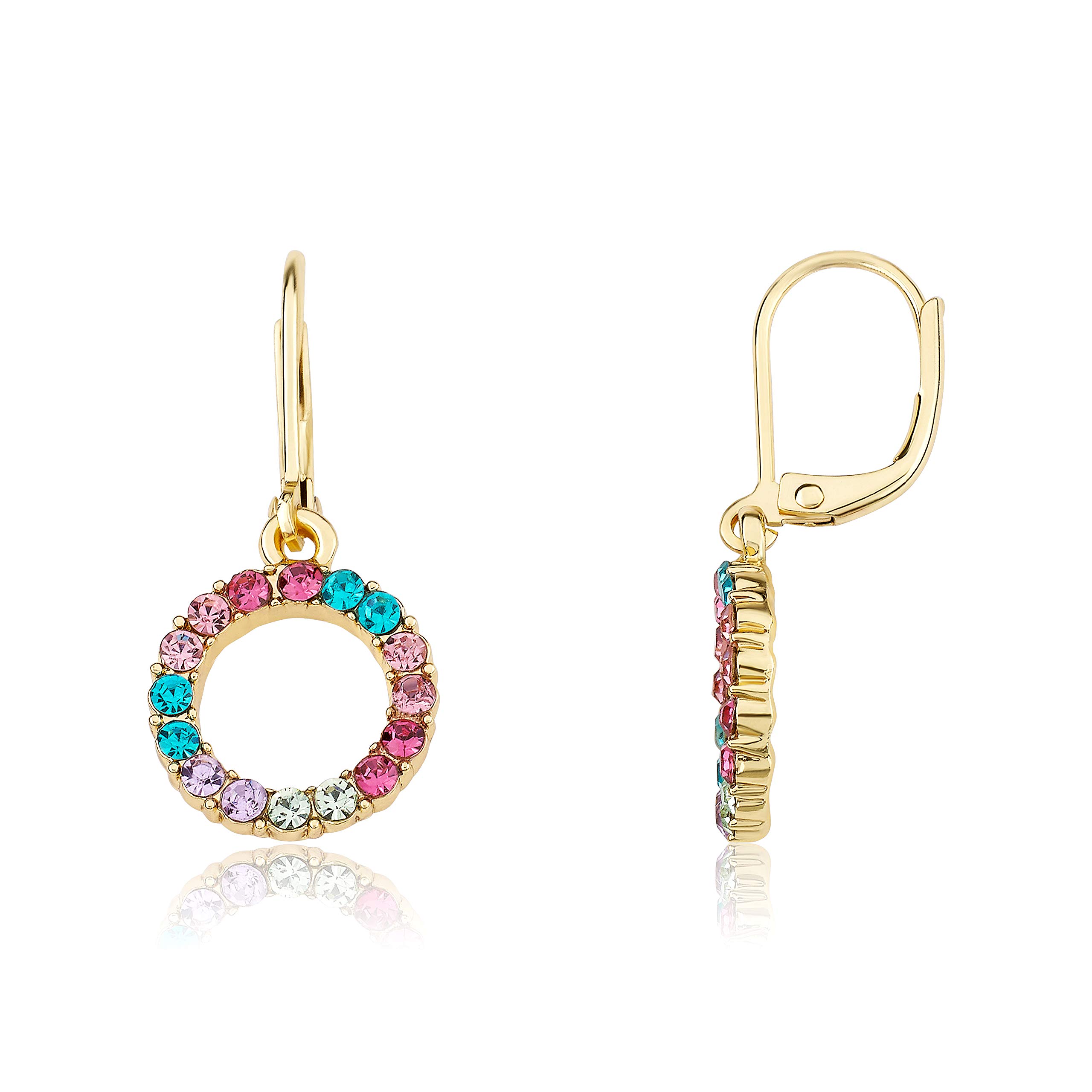 14K Gold-Plated Rainbow Dangle Leverback Earrings for Kids - Hypoallergenic Nickel-Free Jewelry for Sensitive Ears - Perfect for Birthday Gifts, School Events & Special Occasions