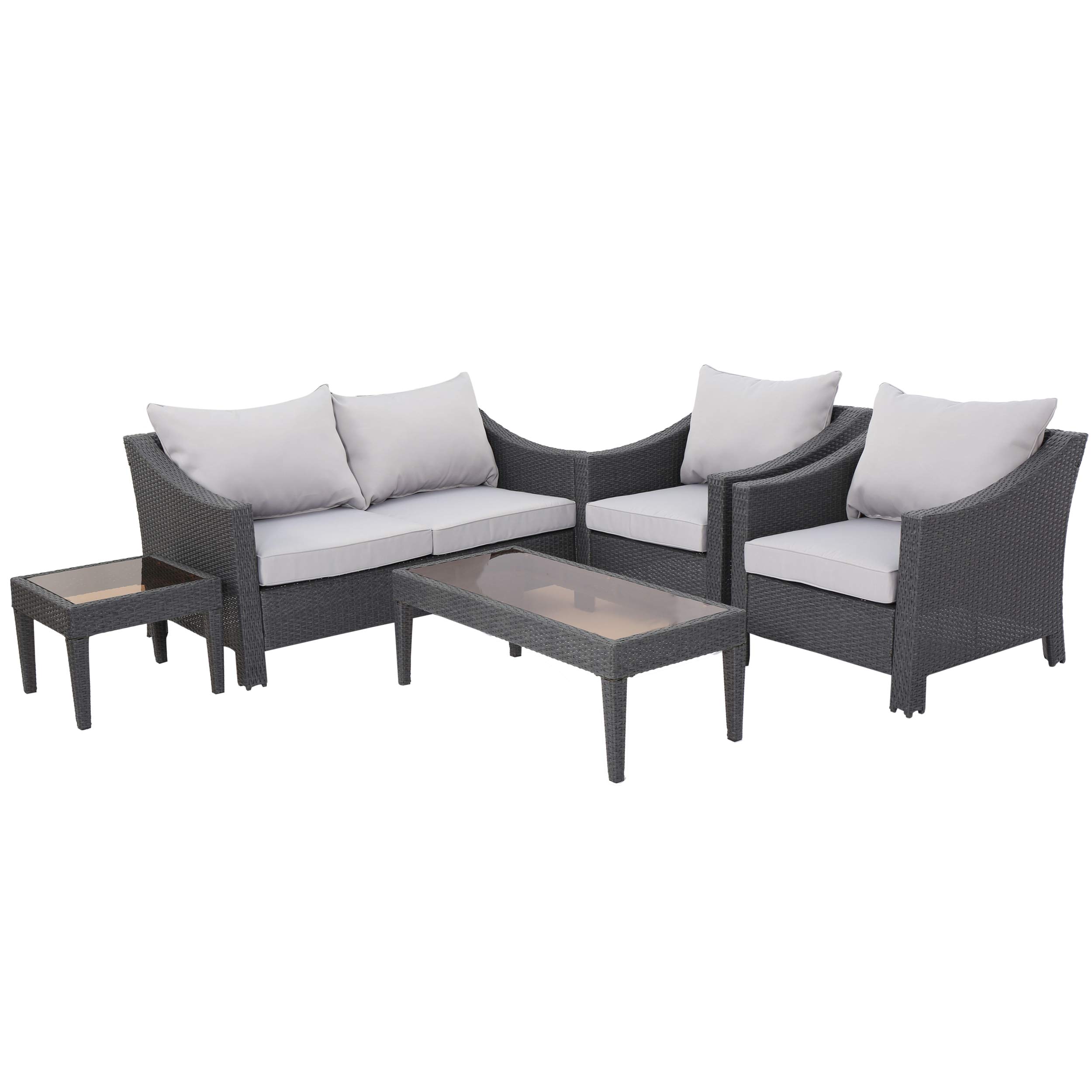 Premium Outdoor Wicker Patio Furniture Set - 5-Piece Conversation Set for Garden, Poolside & Backyard Relaxation | All-Weather Rattan Sofa with Coffee Table | Perfect for Entertaining Guests & Outdoor Lounging