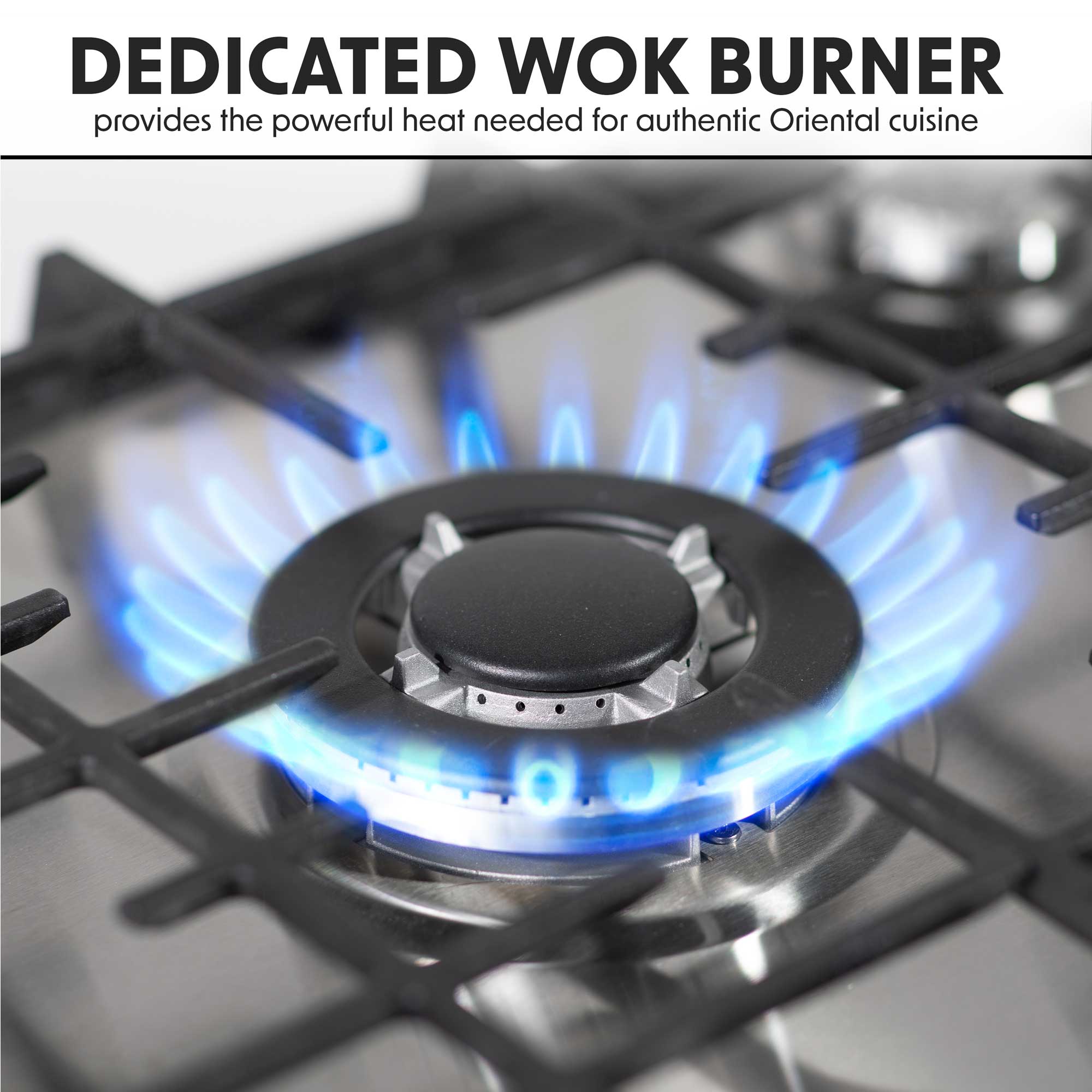 Baridi 70cm Built-In 5 Burner Gas Hob with Cast Iron Pan Supports - Stainless Steel Cooktop for Professional Kitchen | Perfect for Home Chefs & Restaurant Cooking