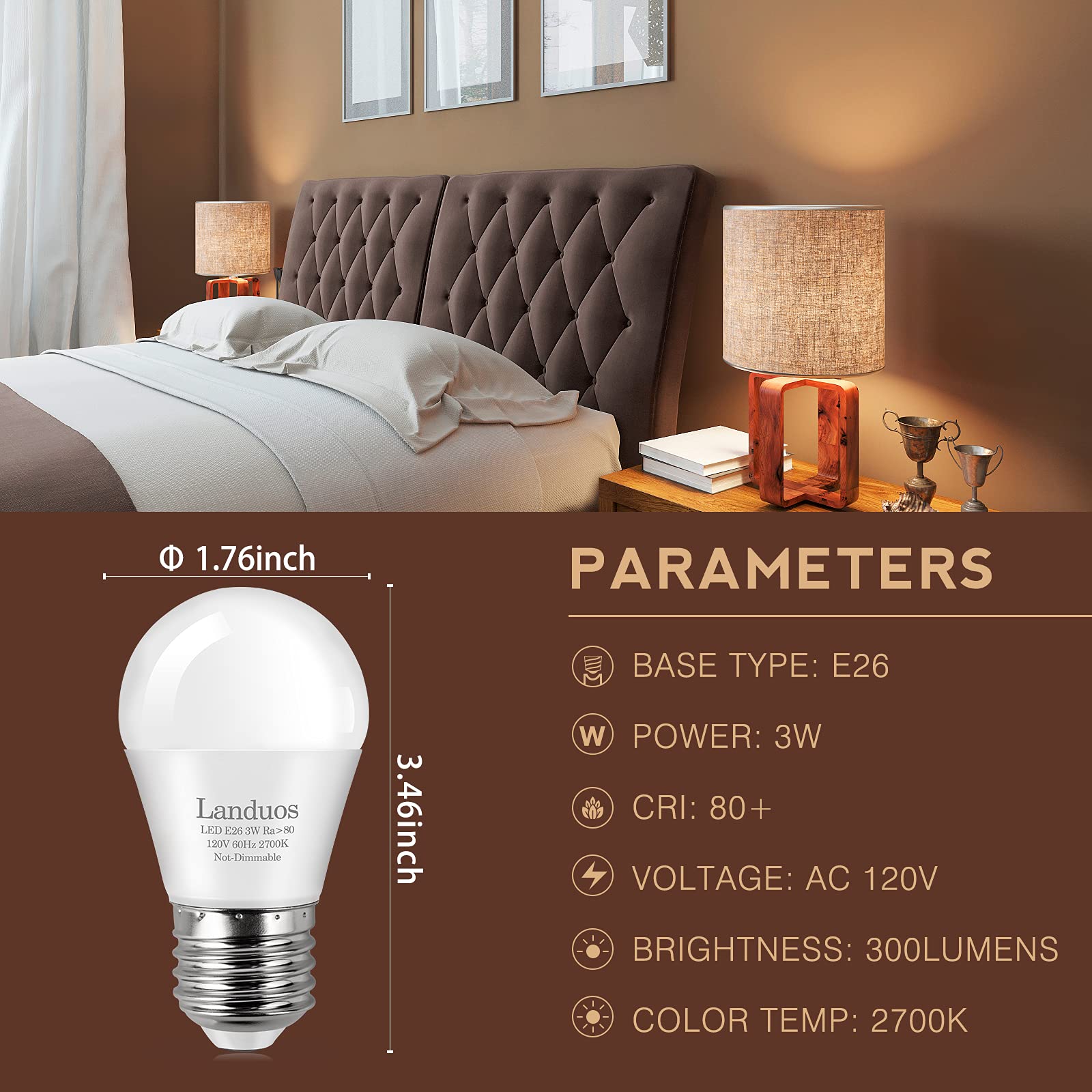 25W Equivalent LED Light Bulbs 2700K Warm White, A15 E26 Base, 3W Low Wattage Energy Saving Bulb - Perfect for Night Lights, Table Lamps, and Cozy Home Lighting