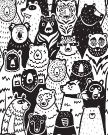 Black and White Cartoon Bear