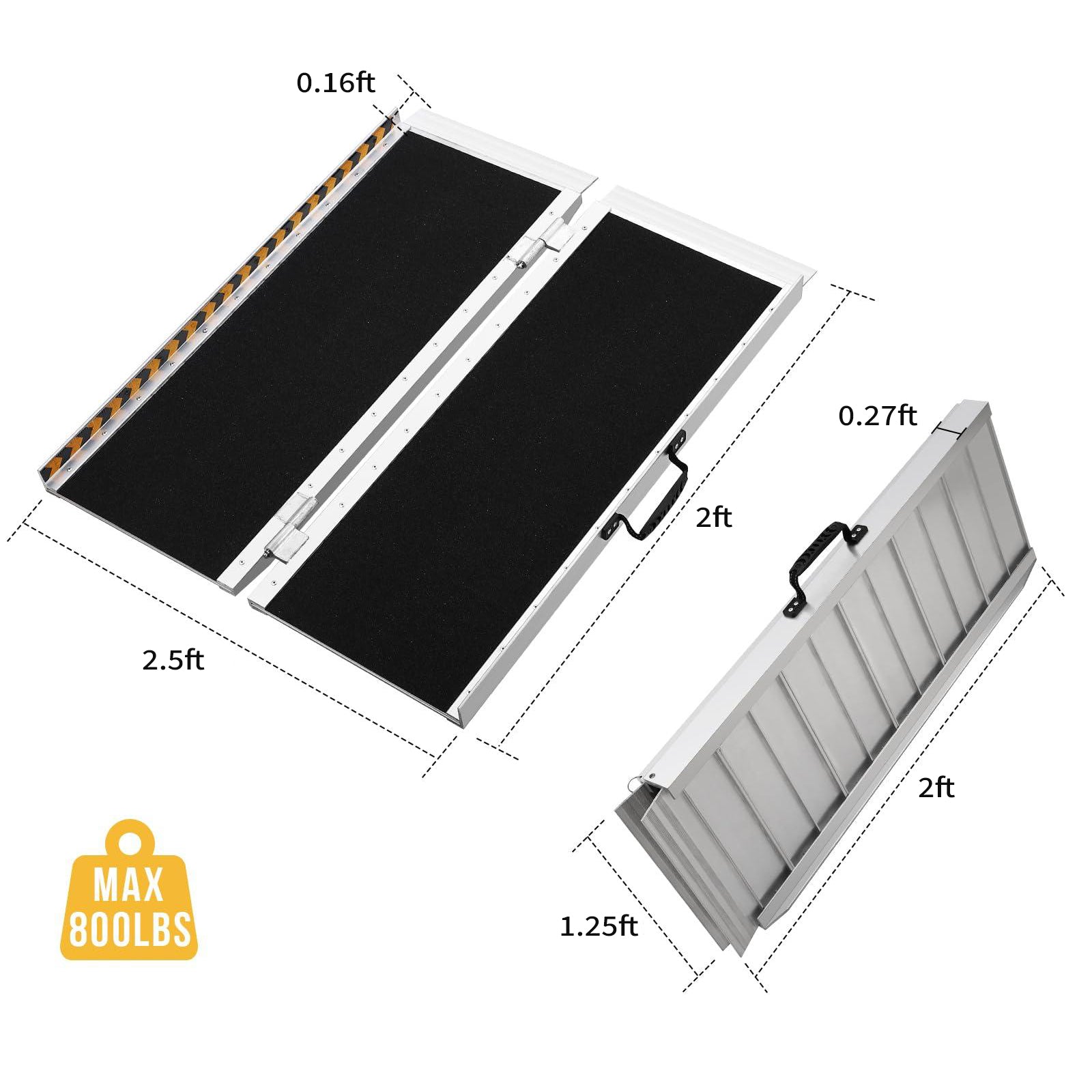 GARVEE 2FT Portable Aluminum Wheelchair Ramp - Lightweight Non-Slip Threshold Ramp for Home, Cars, Curbs & Stairs | ADA Compliant Mobility Access Solution for Wheelchairs, Scooters & Walkers | Perfect for Indoor/Outdoor Use & Travel