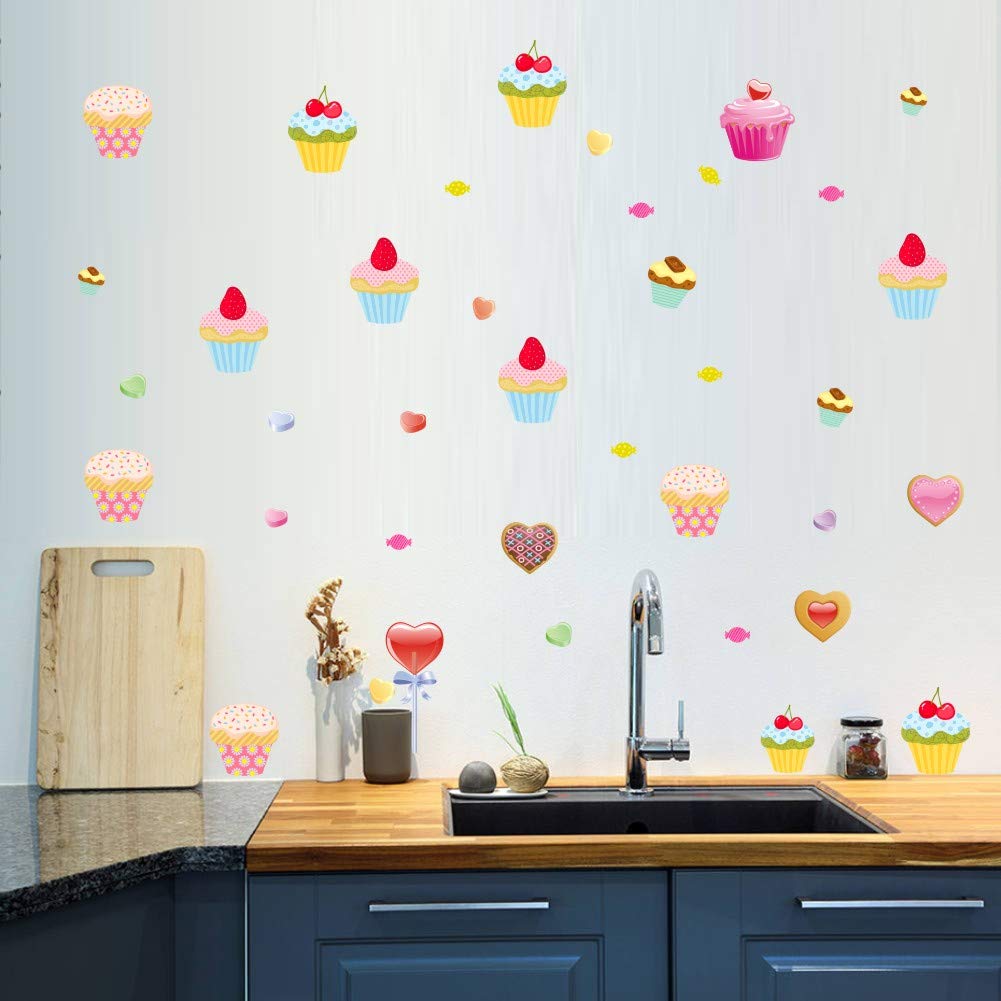 Colorful Cake Wall Decal for Kids Room & Kitchen Decor - Halloween Party Stickers
