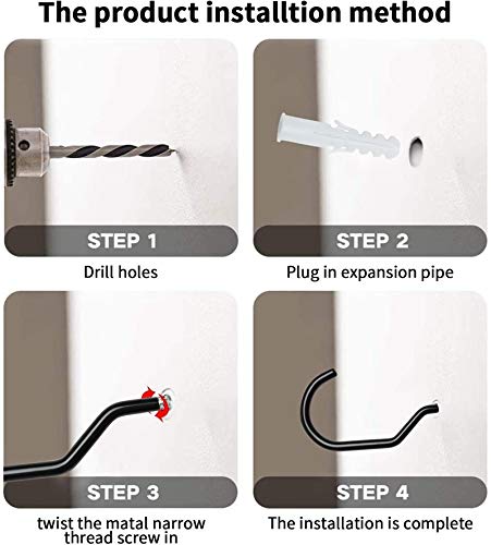Heavy Duty Garage Hooks - 16 Pack Steel Wall Mount Storage Hooks with Anti-Slip Coating for Ladders, Garden Tools & Bulky Items (14 Inch, Black) - Perfect for Garage Organization, Workshop Storage & Home Utility Hanging