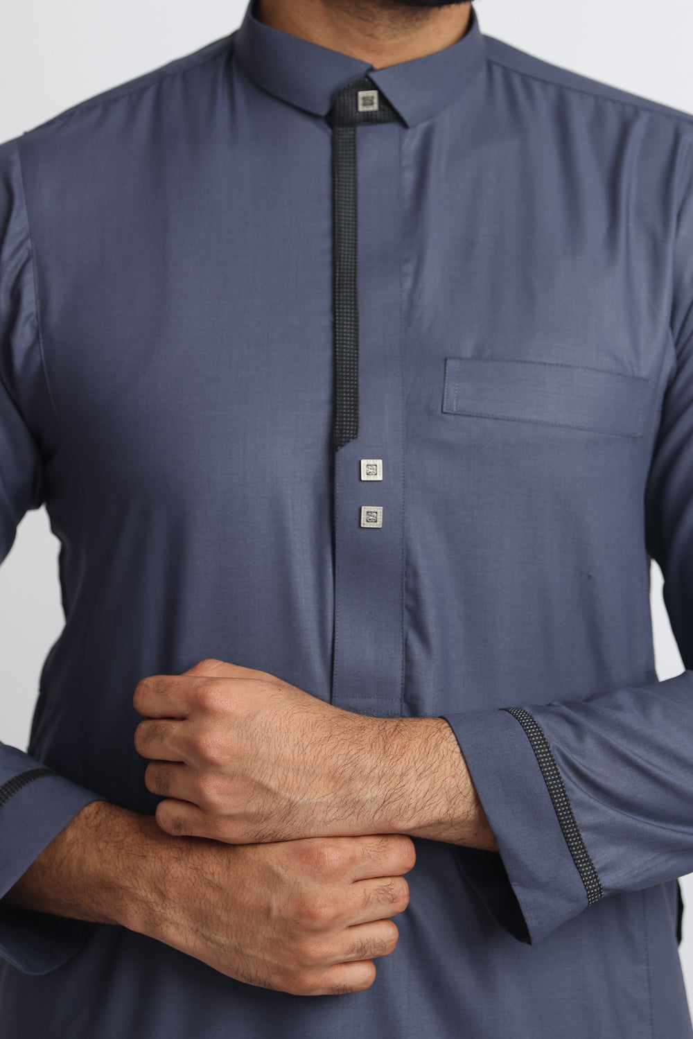 Premium J111 Jet Grey Thobe for Men - Traditional Islamic Robe - Comfortable & Stylish for Daily Wear, Prayer & Special Occasions