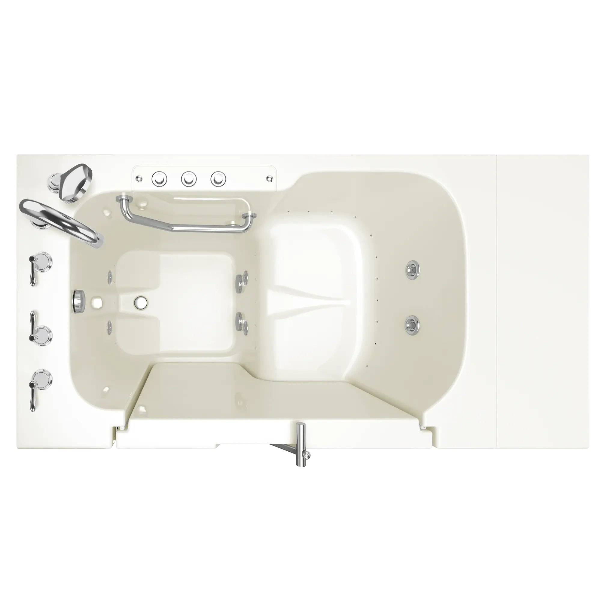 32 x 52 Inch Gelcoat Walk-In Bathtub with Air Spa & Whirlpool System - Left Hand Drain & Faucet - Ideal for Elderly & Mobility Support - Perfect for Home Bathroom Safety & Relaxation